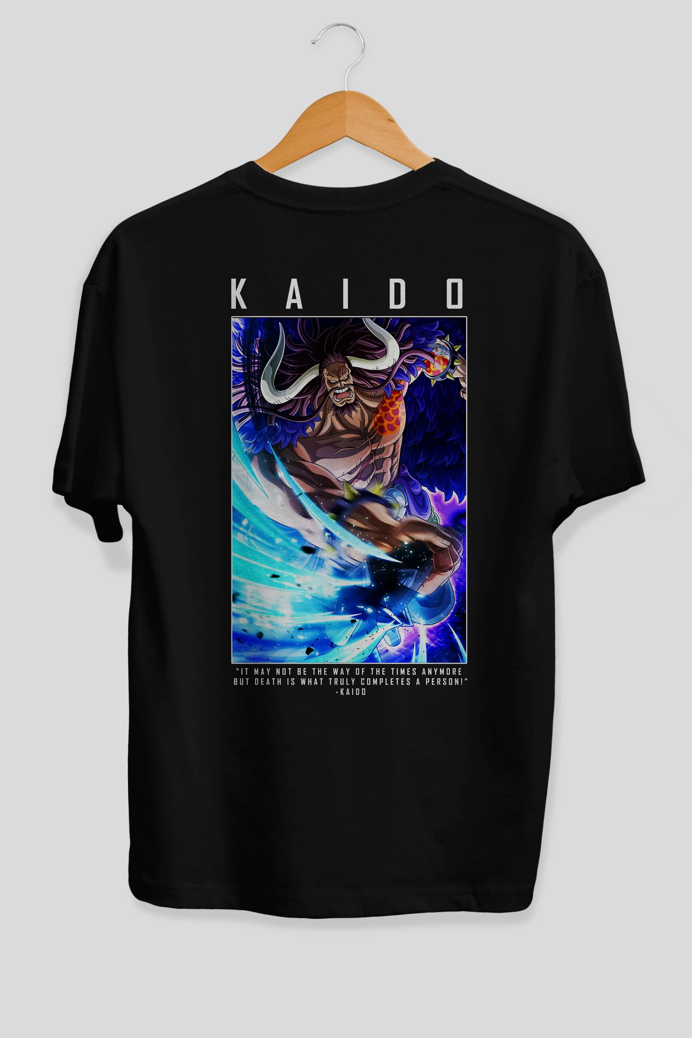 Kaido 2 Anime Arka Baskılı Oversize t-shirt Erkek Kadın Unisex %100 pamuk tişort