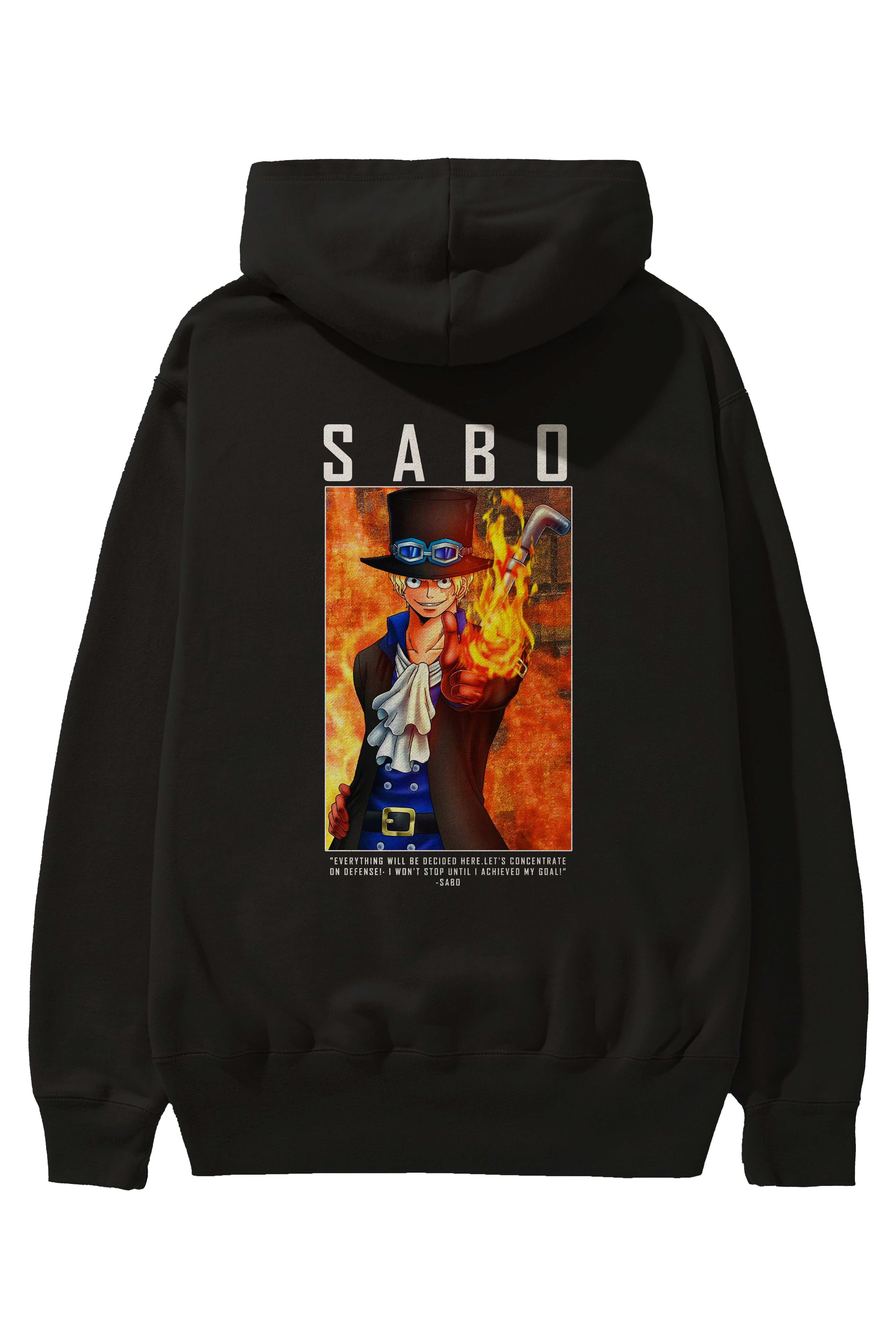 Sabo Anime Arka Baskılı Hoodie Oversize Kapüşonlu Sweatshirt Erkek Kadın Unisex