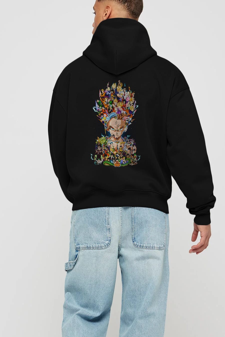 DRAGON BALL ART (2) Anime Arka Baskılı Hoodie Oversize Kapüşonlu Sweatshirt Erkek Kadın Unisex