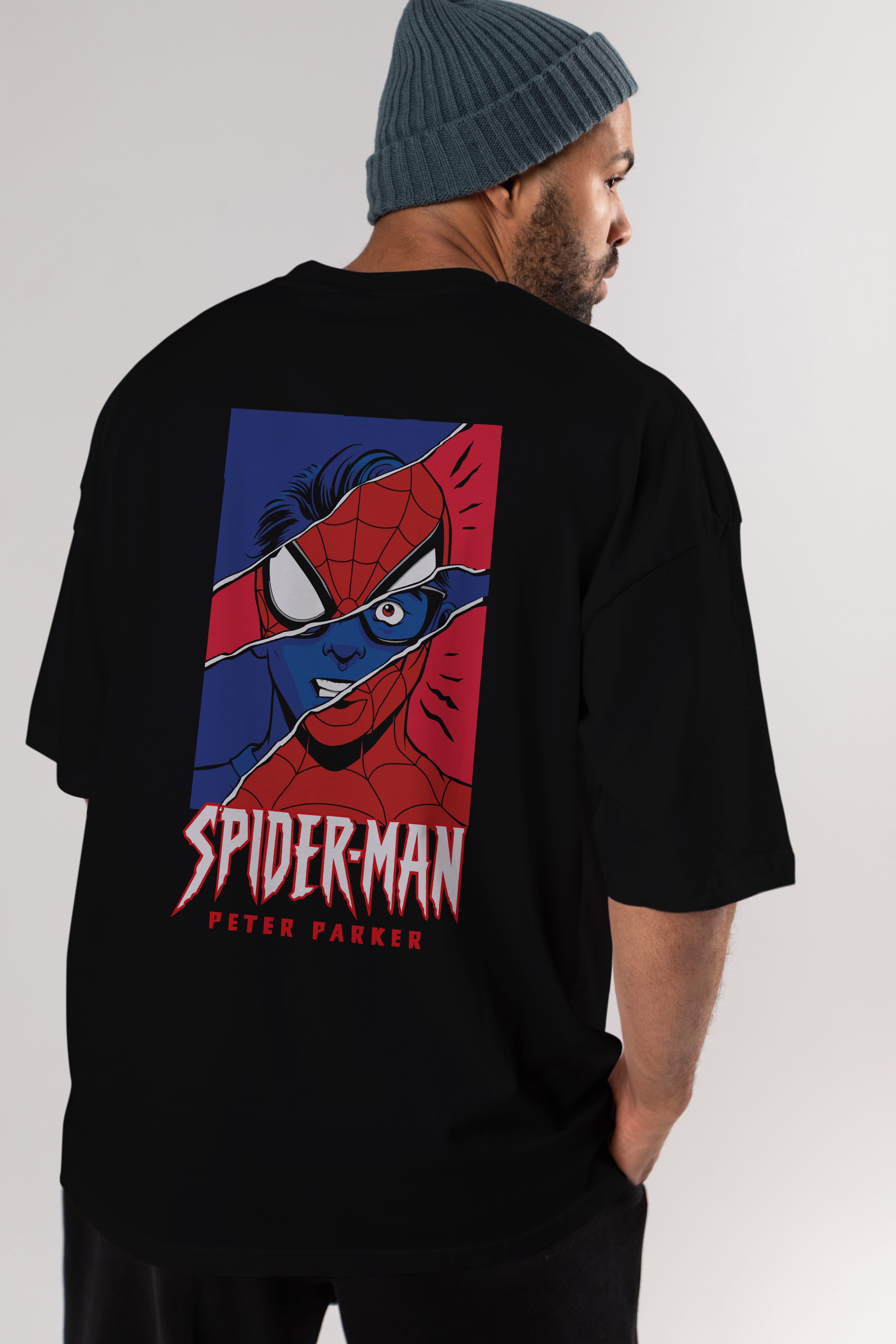 Spiderman (13) Arka Baskılı Oversize t-shirt Erkek Kadın Unisex %100 Pamuk Bisiklet Yaka tişort