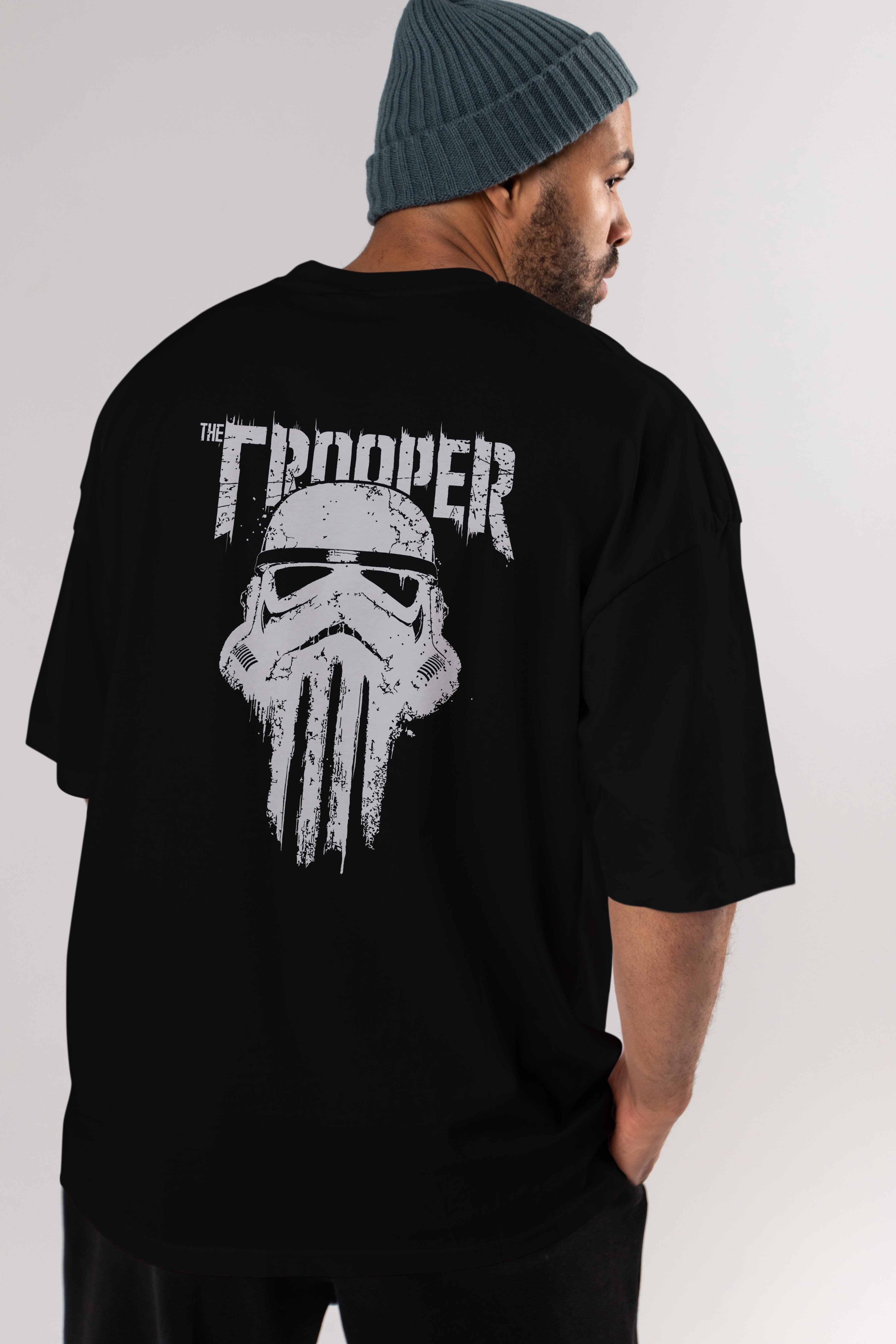 The Trooper Arka Baskılı Oversize t-shirt Erkek Kadın Unisex %100 Pamuk Bisiklet Yaka tişort