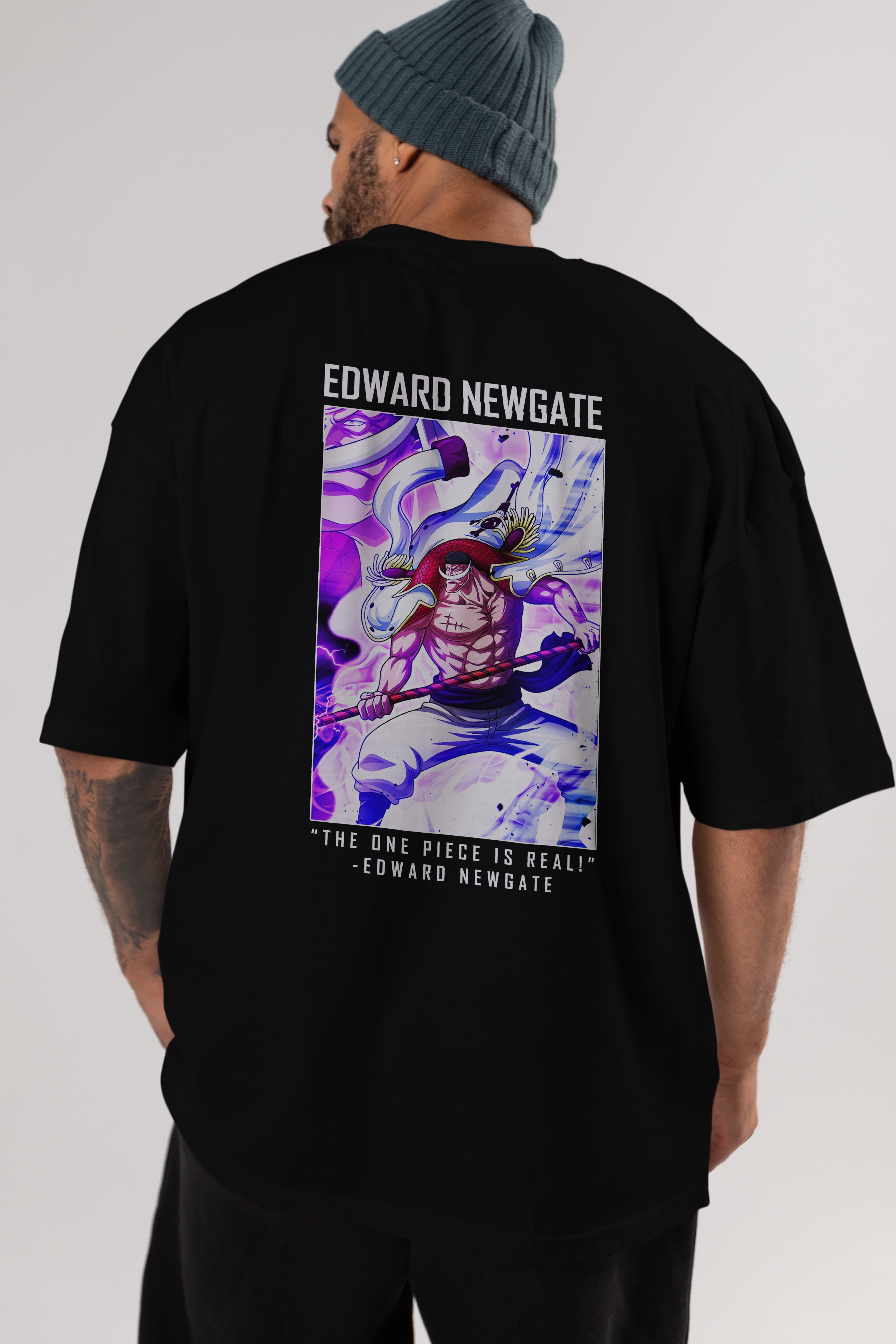 Edward Newgate Anime Arka Baskılı Oversize t-shirt Erkek Kadın Unisex %100 pamuk tişort