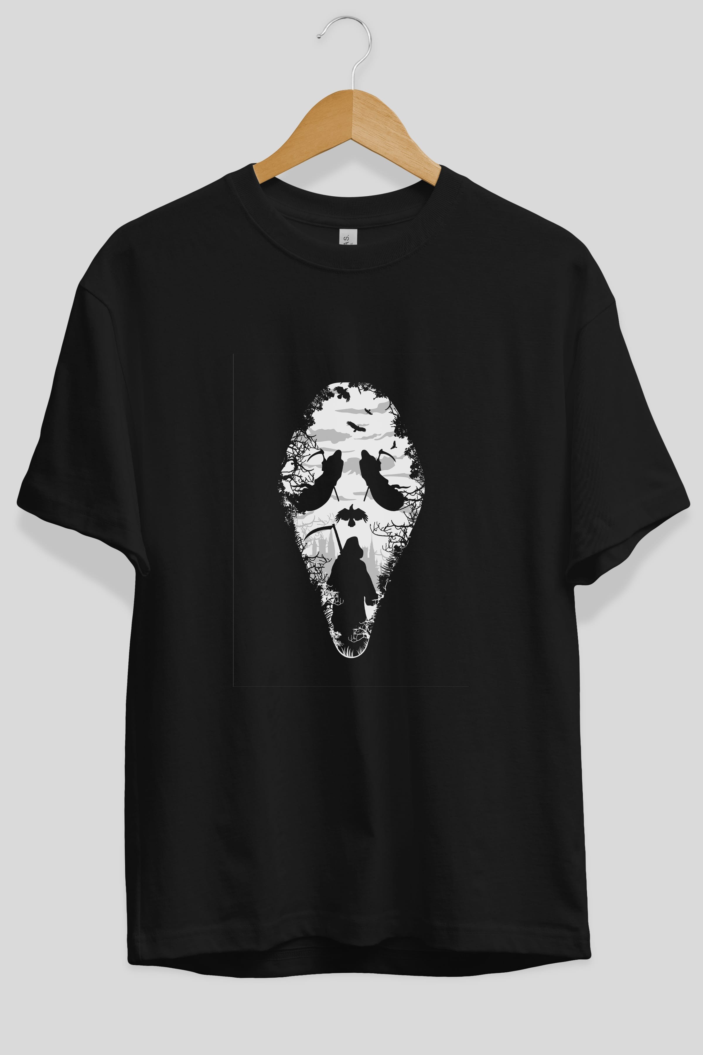 Reaper Scream Ön Baskılı Oversize t-shirt %100 pamuk Erkek Kadın Unisex