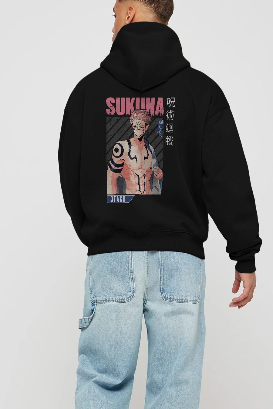 Sukuna Ryoumen 1 Anime Arka Baskılı Hoodie Oversize Kapüşonlu Sweatshirt Erkek Kadın Unisex