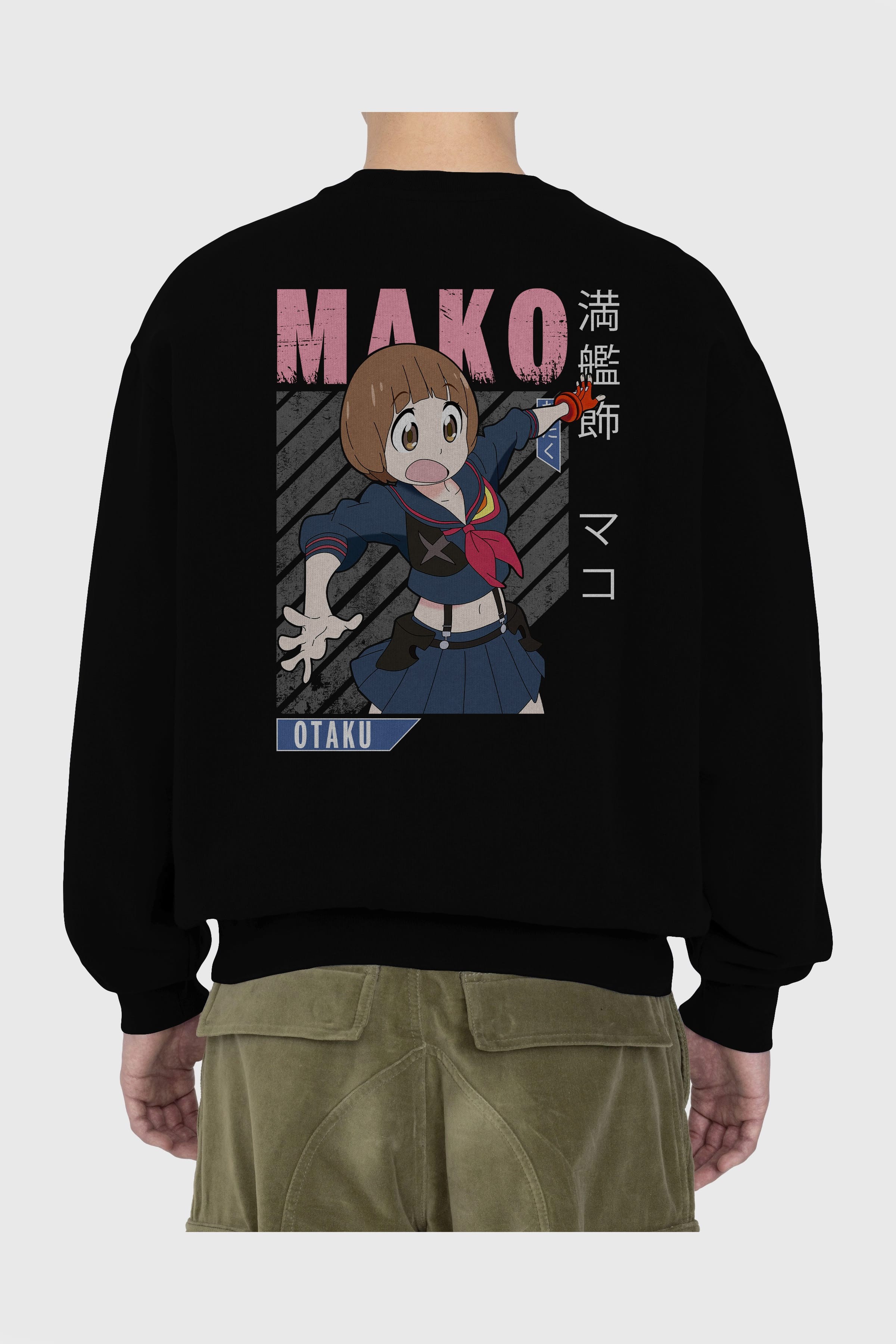 Mako Mankanshoku 2 Anime Arka Baskılı Oversize Sweatshirt Erkek Kadın Unisex
