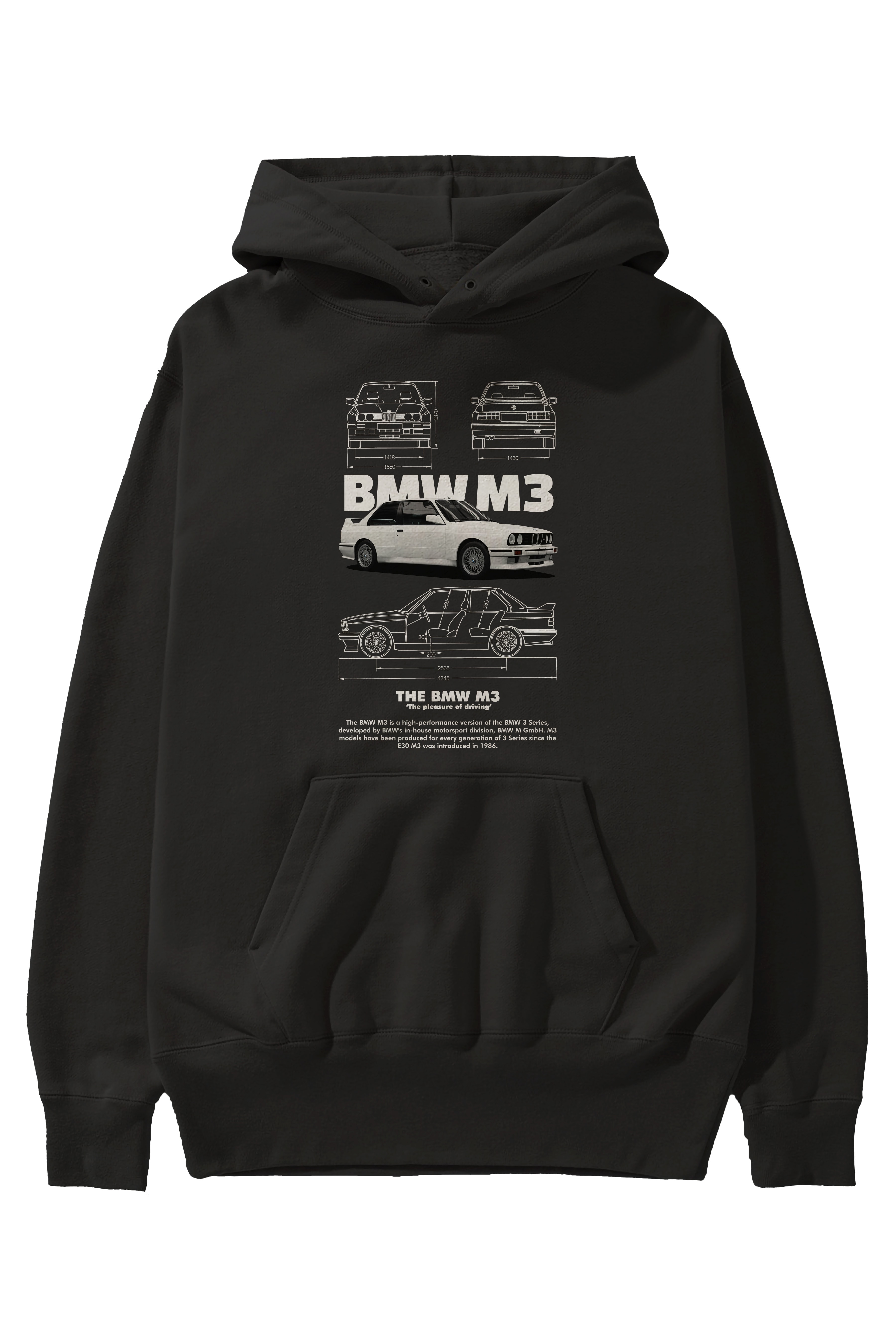 BMW M3 Ön Baskılı Hoodie Oversize Kapüşonlu Sweatshirt Erkek Kadın Unisex