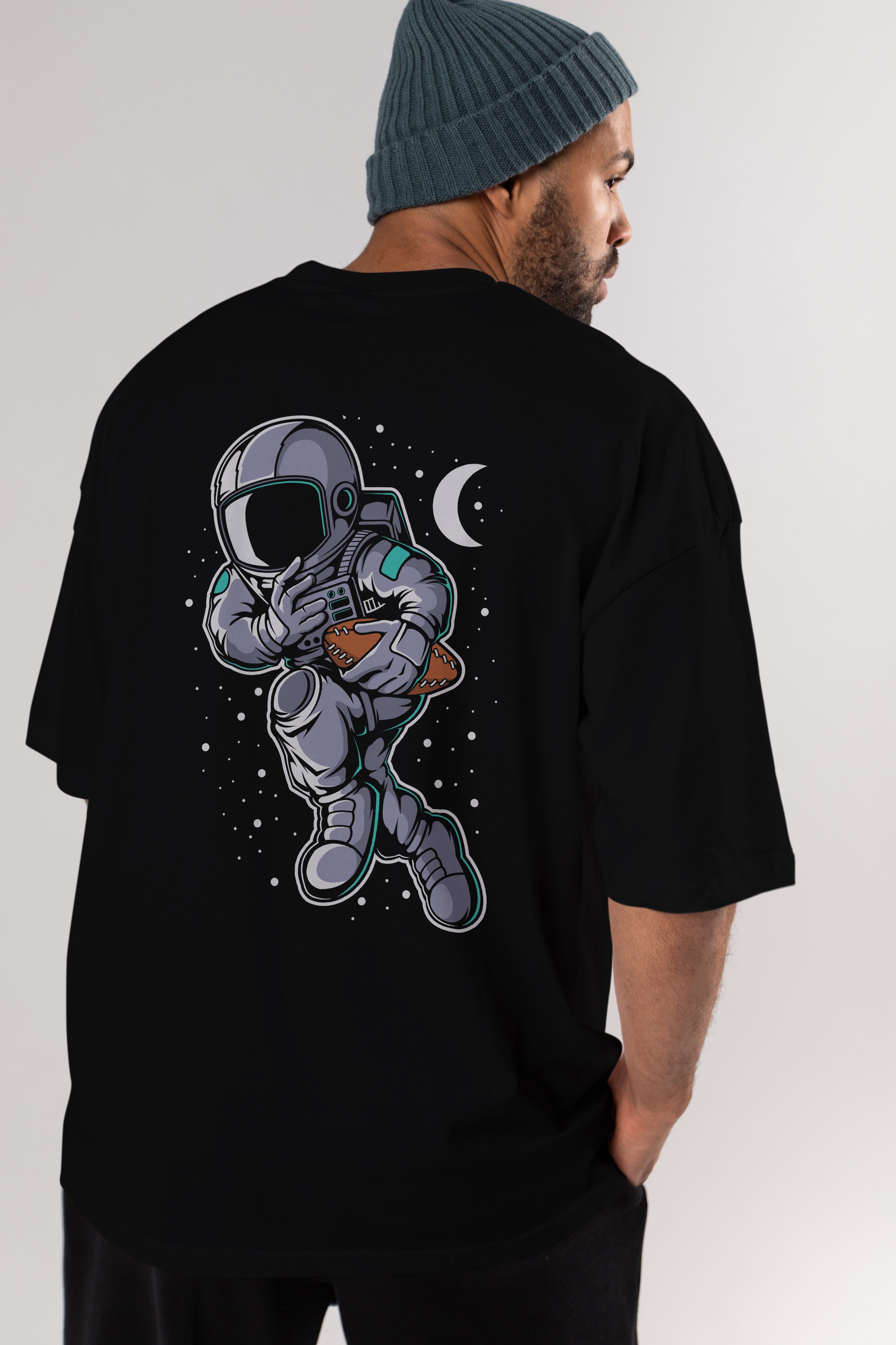 Astronaut Rugby Arka Baskılı Oversize t-shirt Erkek Kadın Unisex