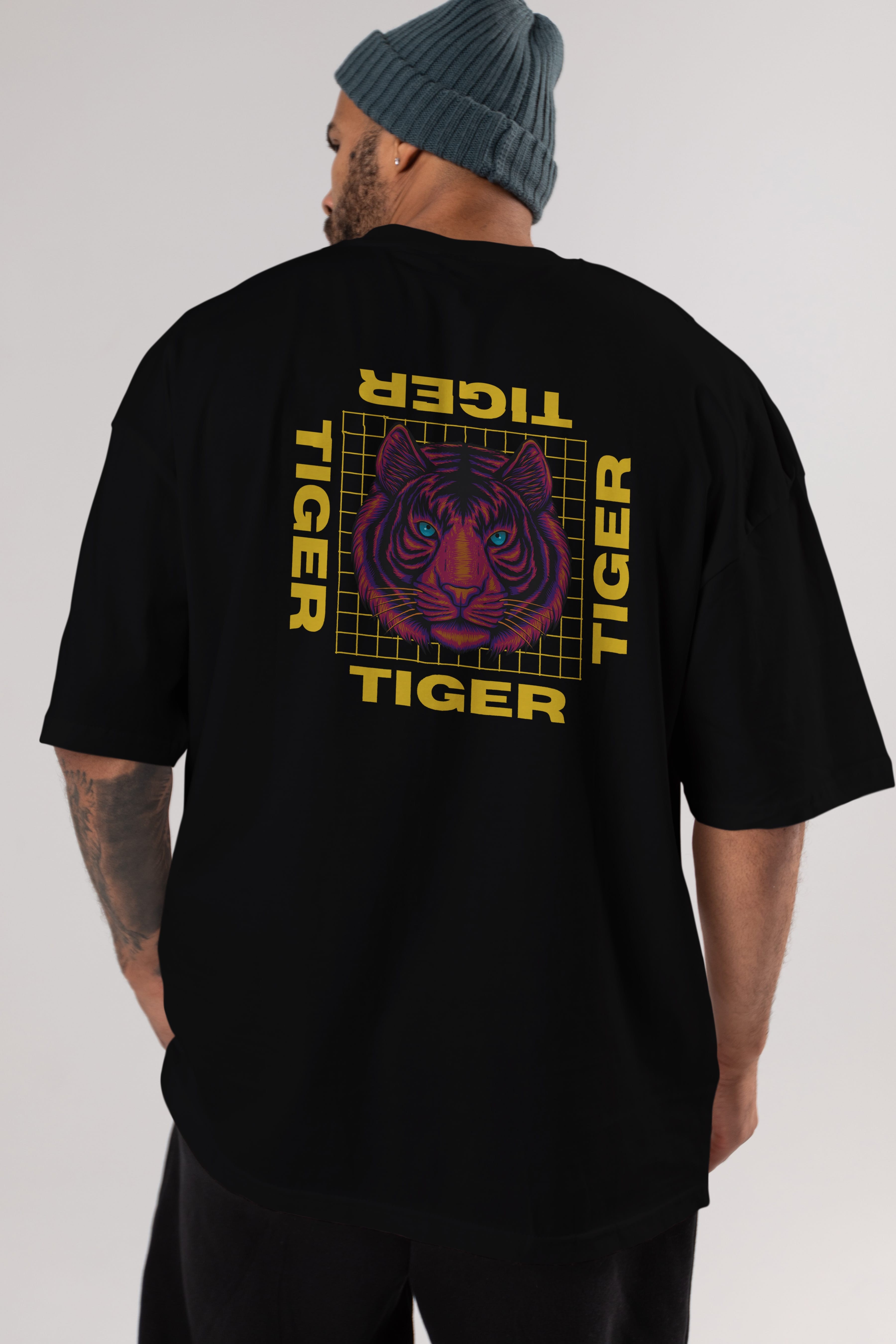 Tiger Yazılı Streetwear Arka Baskılı Oversize t-shirt Erkek Kadın Unisex