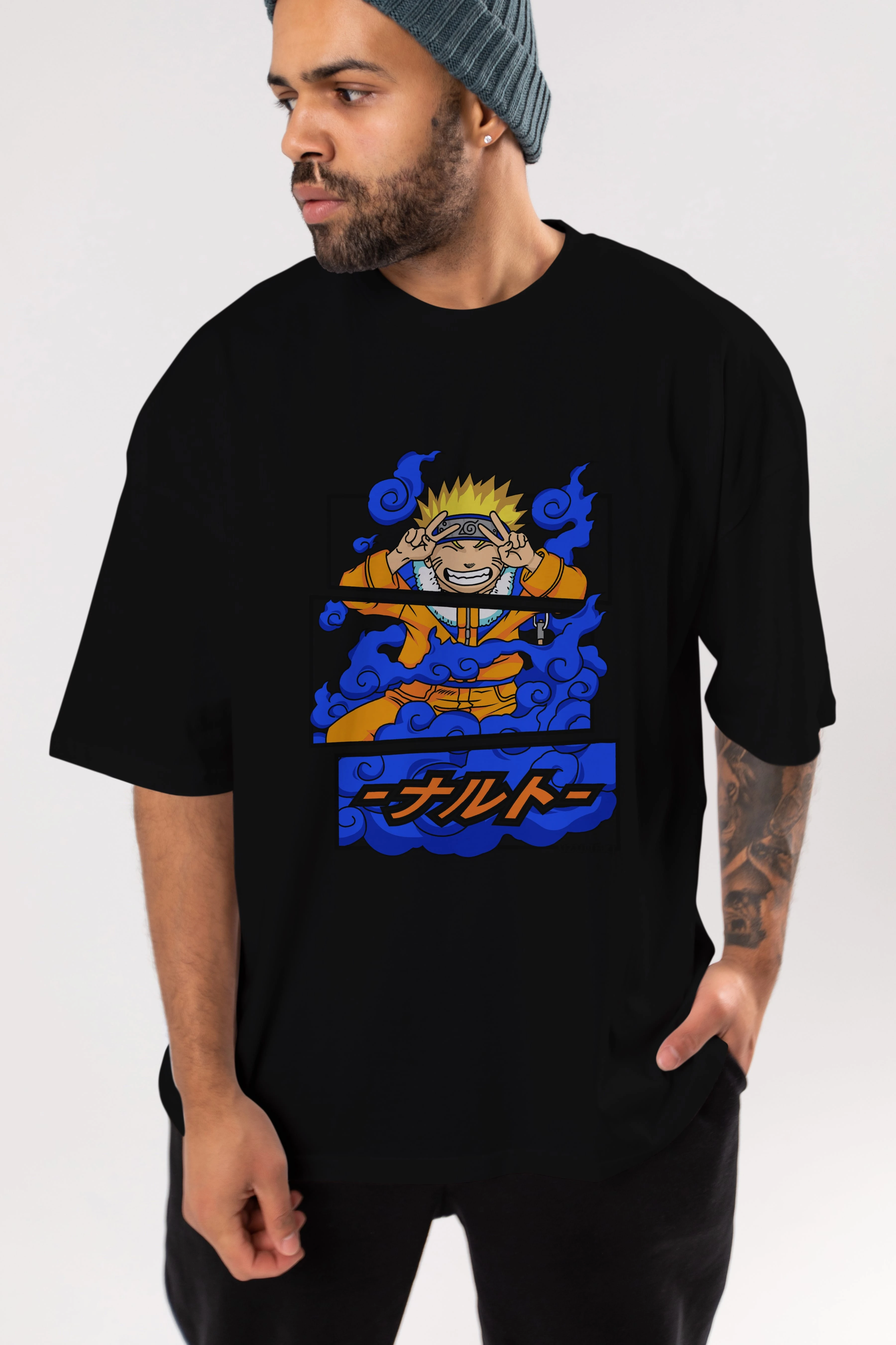 naruto uzumaki Anime Ön Baskılı Oversize t-shirt %100 pamuk Erkek Kadın Unisex