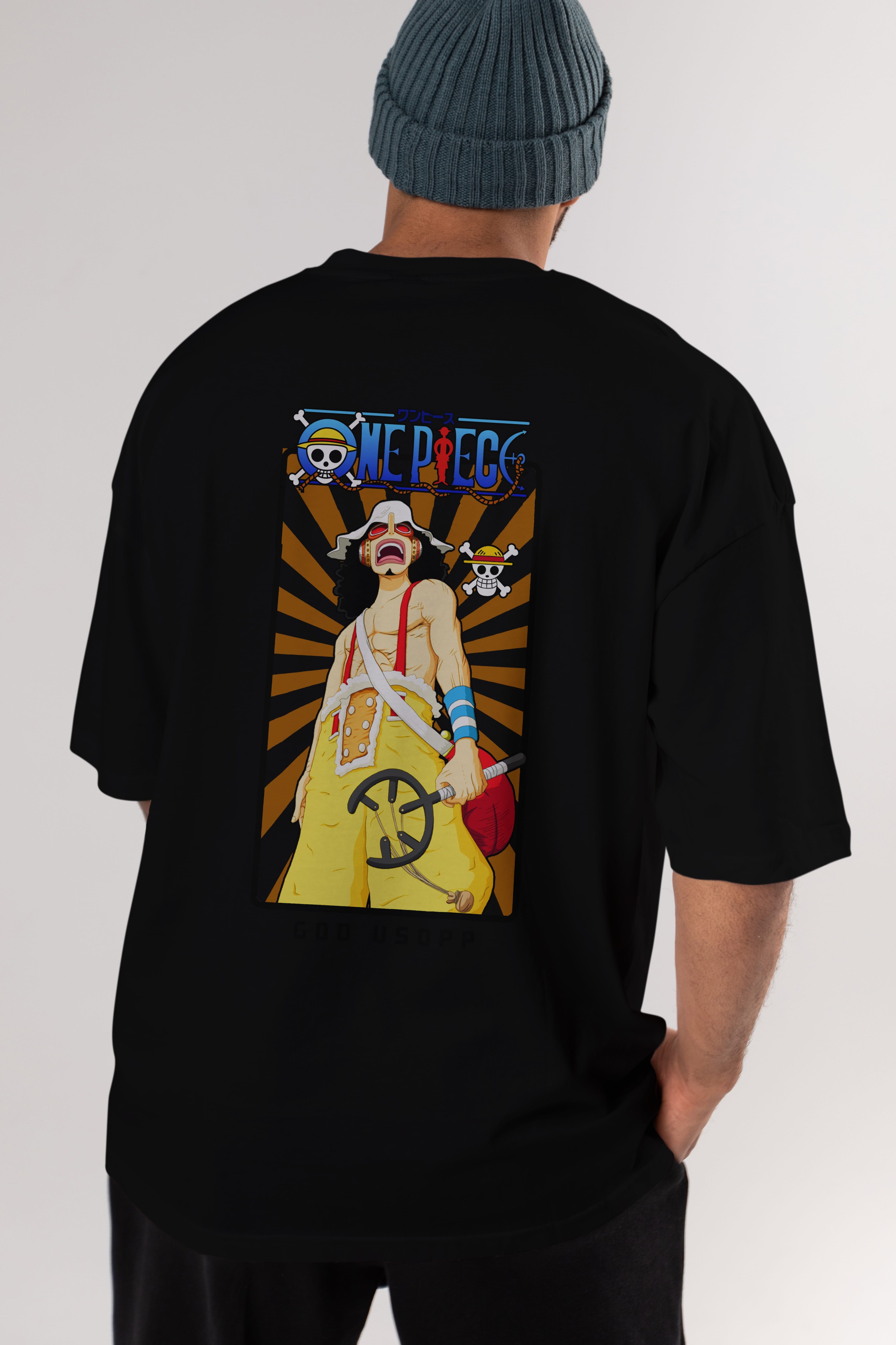 Usopp Anime Arka Baskılı Oversize t-shirt Erkek Kadın Unisex %100 pamuk tişort