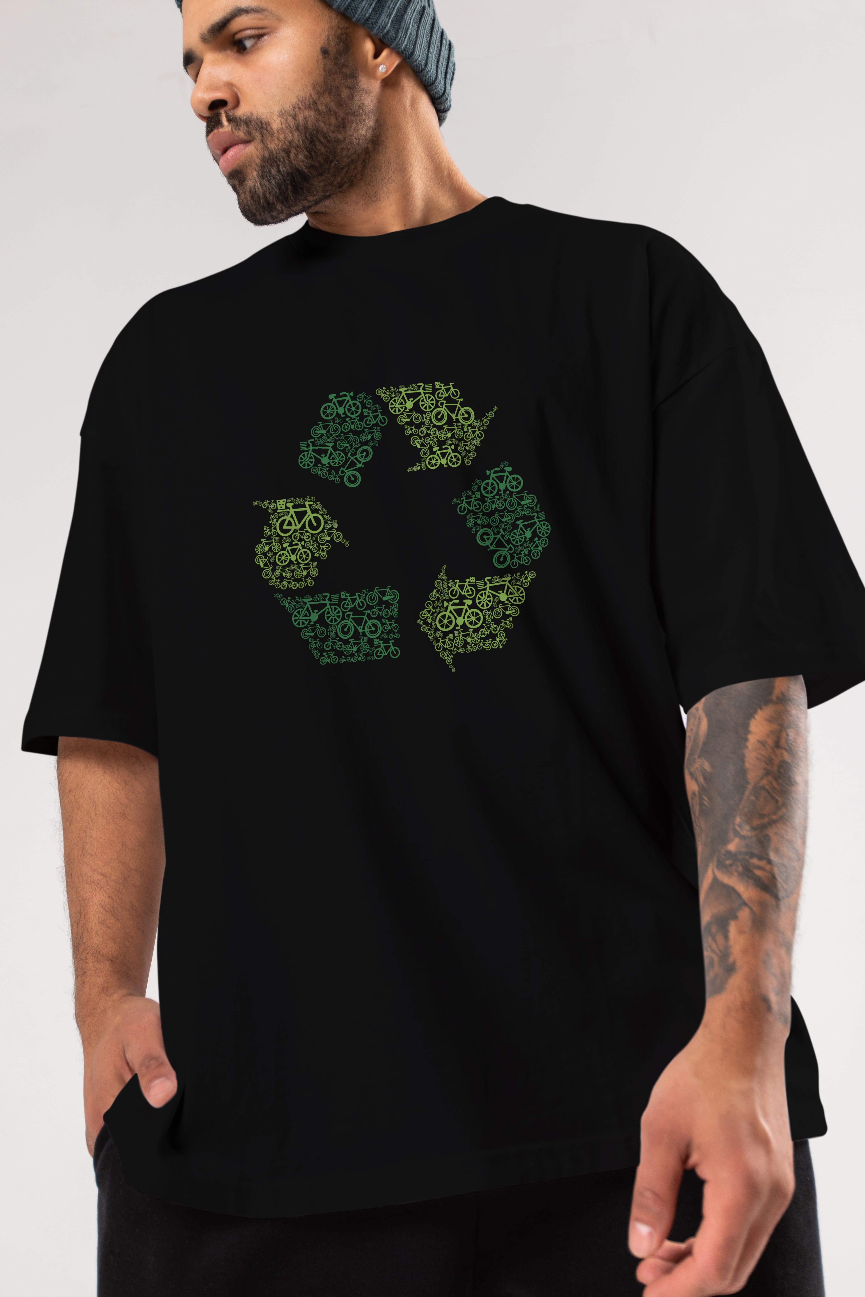 Recycling Ön Baskılı Oversize t-shirt %100 pamuk Erkek Kadın Unisex