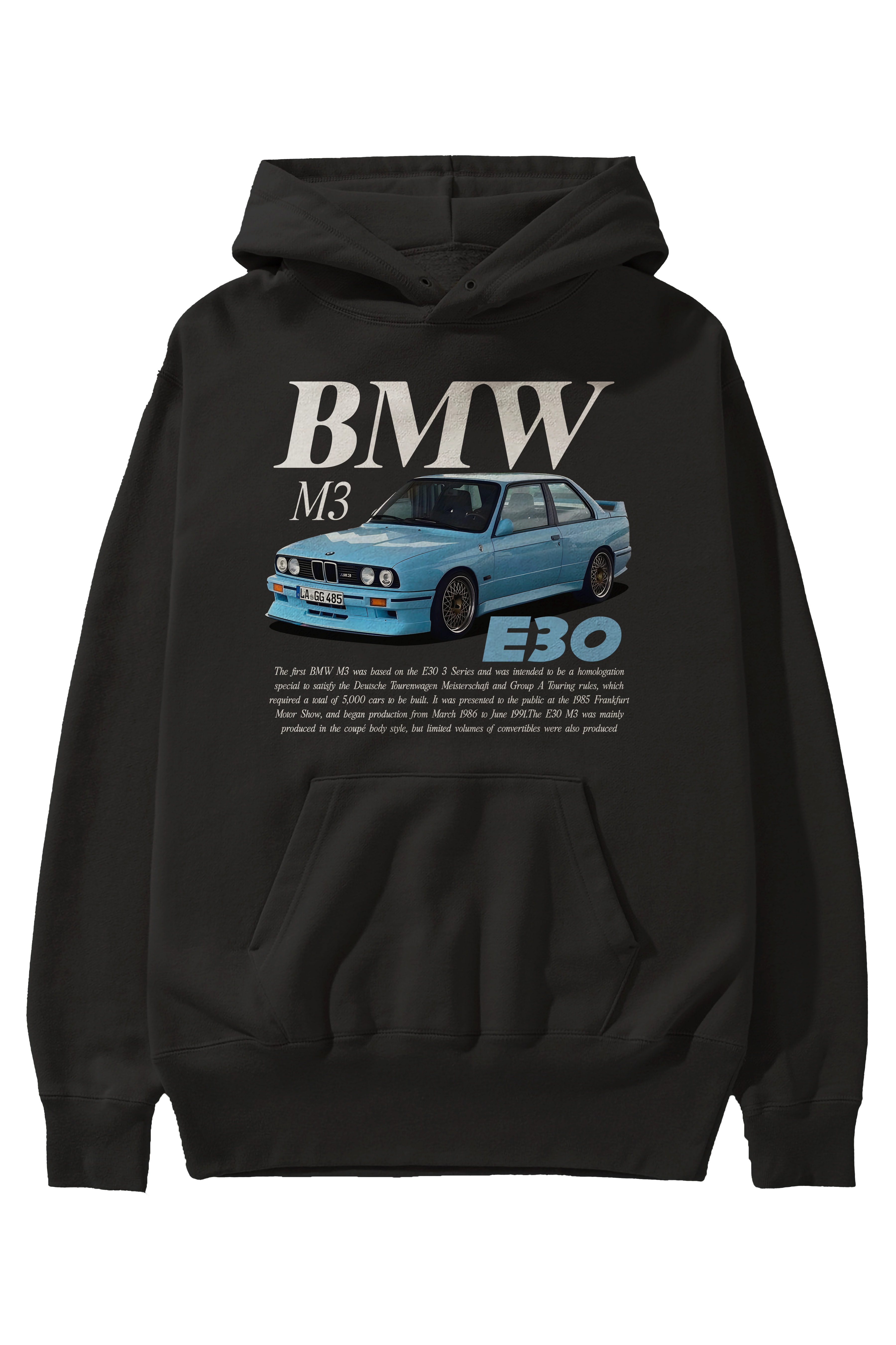 BMW M3 E30 Ön Baskılı Hoodie Oversize Kapüşonlu Sweatshirt Erkek Kadın Unisex