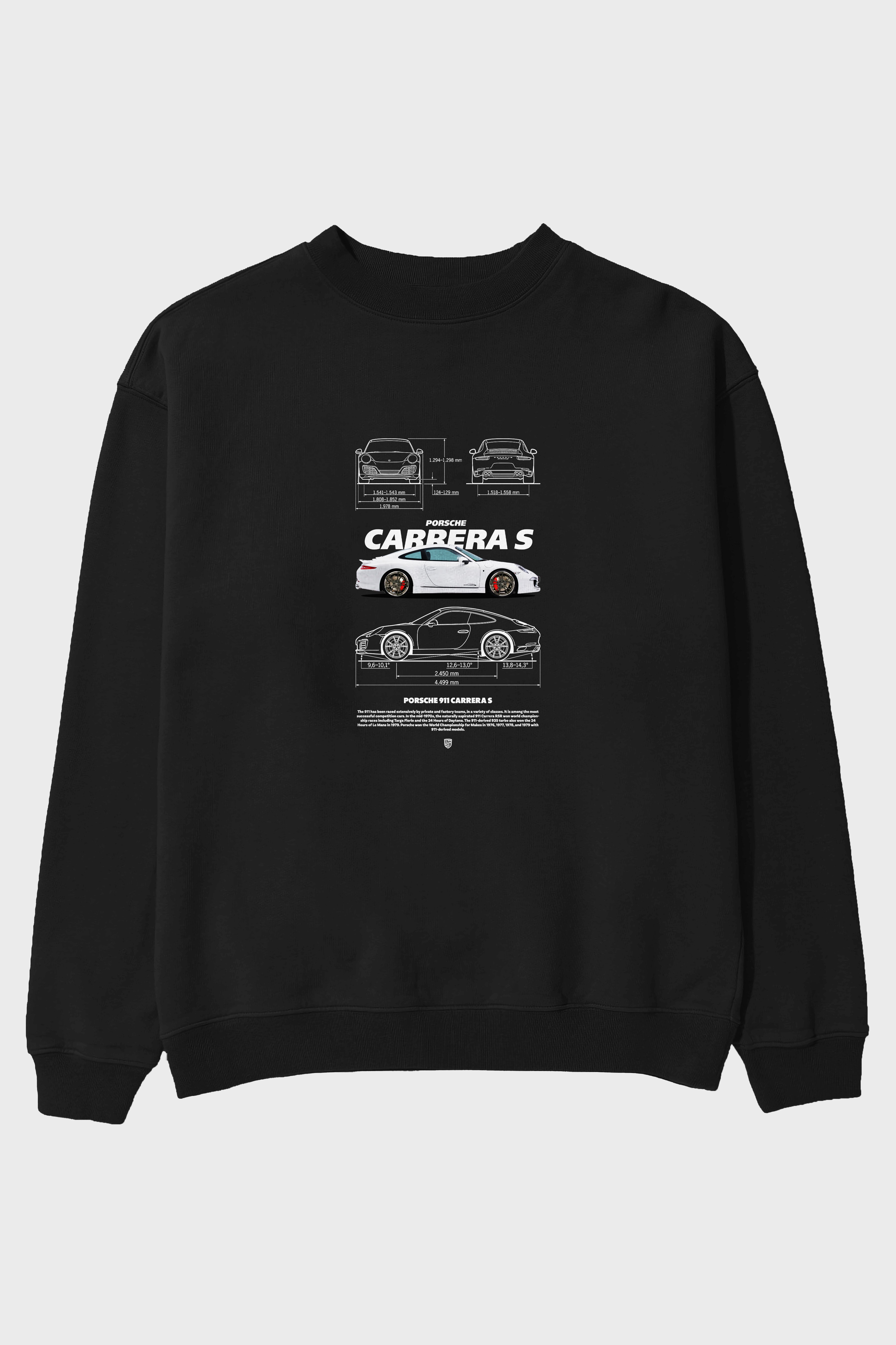 Porsche CARRERA S Ön Baskılı Anime Oversize Sweatshirt Erkek Kadın Unisex