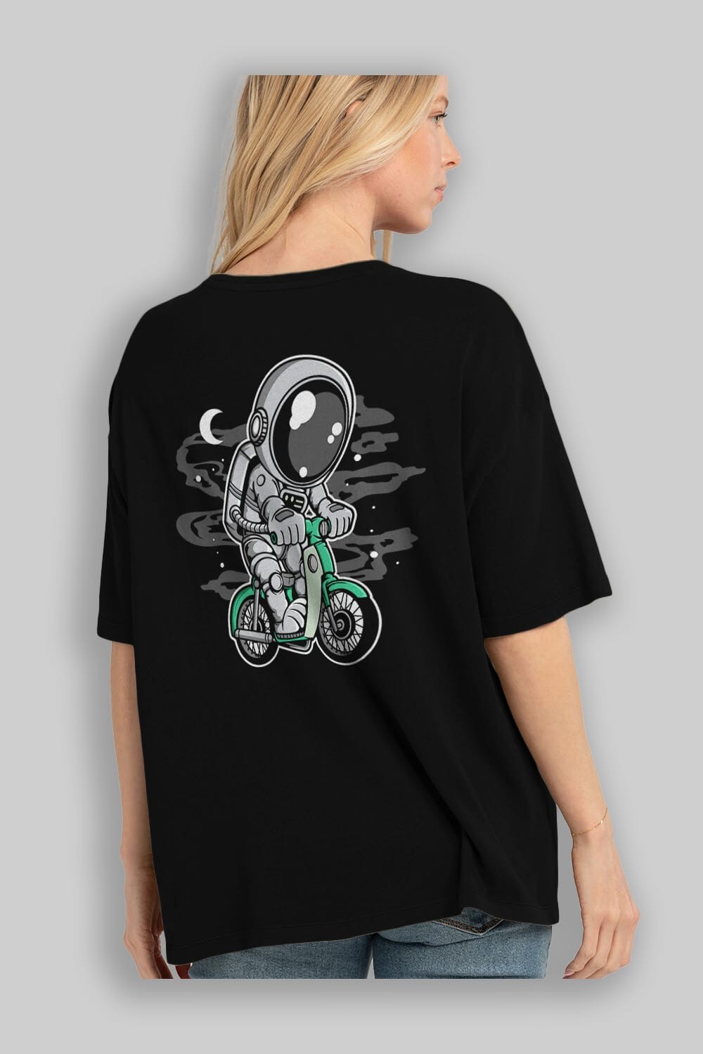 Astronaut Classic Motorbike Arka Baskılı Oversize t-shirt Erkek Kadın Unisex