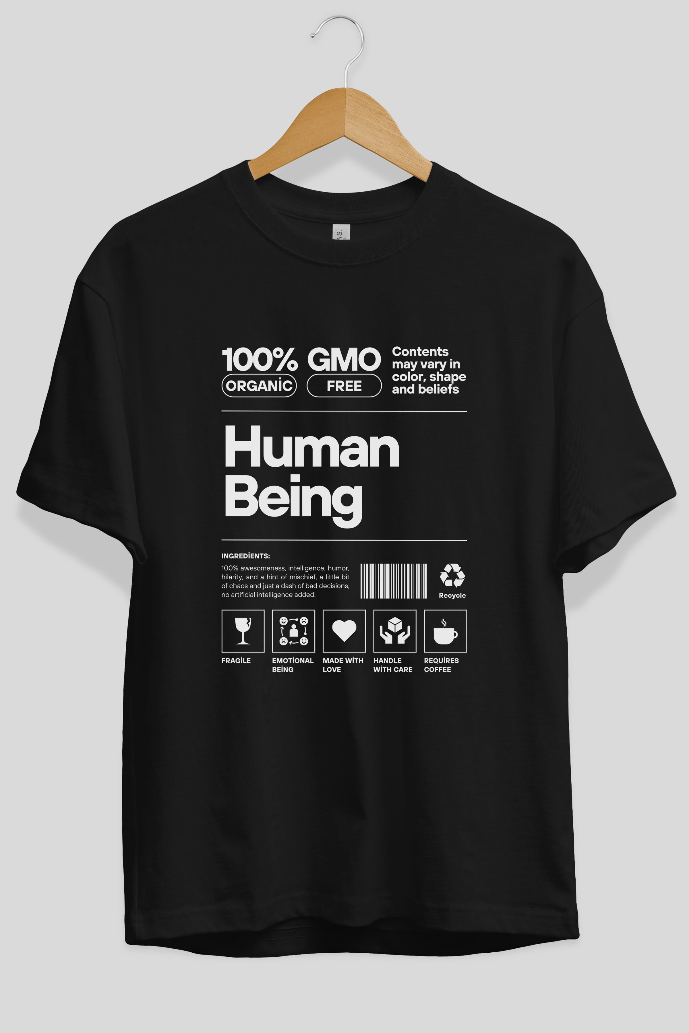 Human Being Ön Baskılı Oversize t-shirt Erkek Kadın Unisex