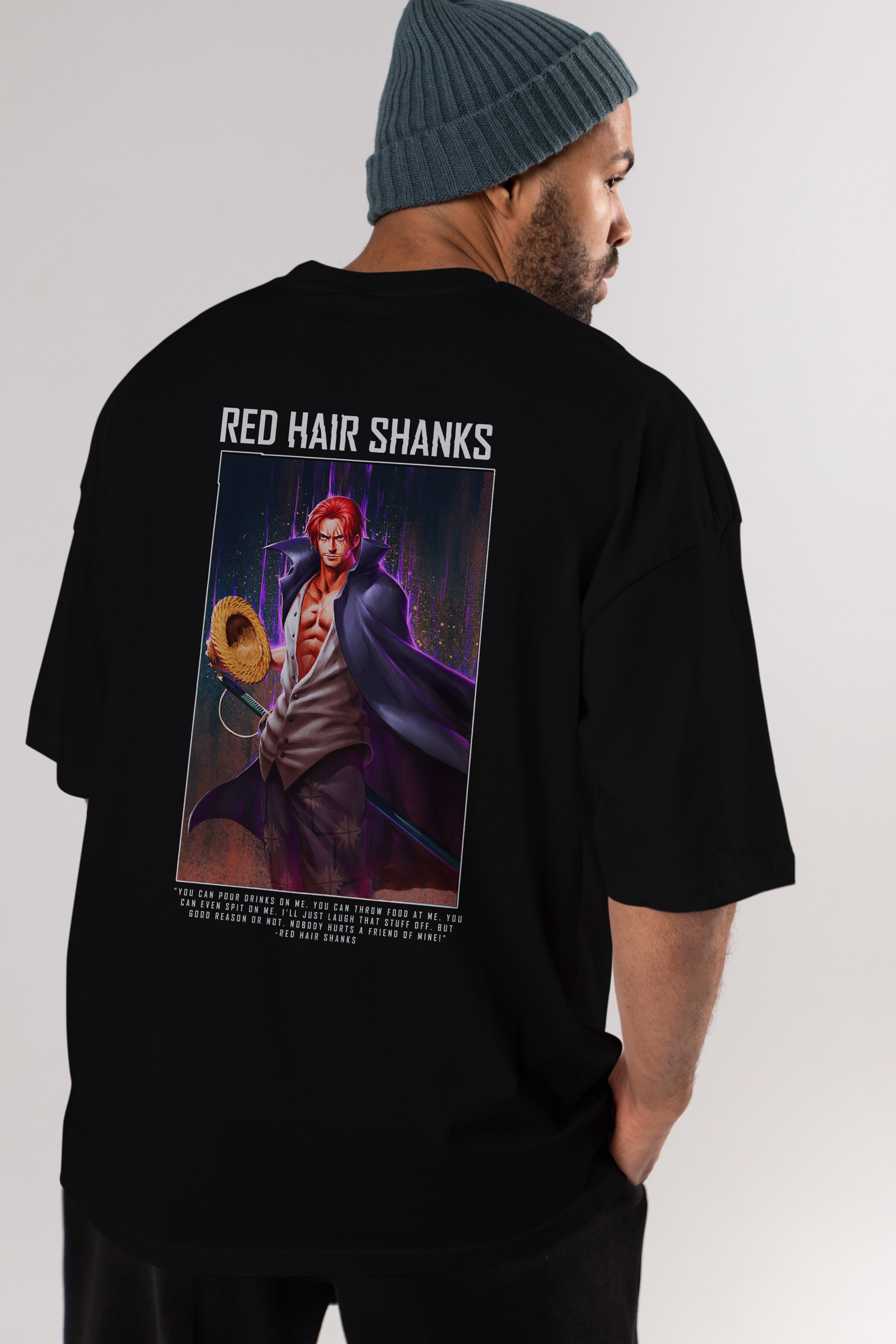 Shanks Anime Arka Baskılı Oversize t-shirt Erkek Kadın Unisex %100 pamuk tişort