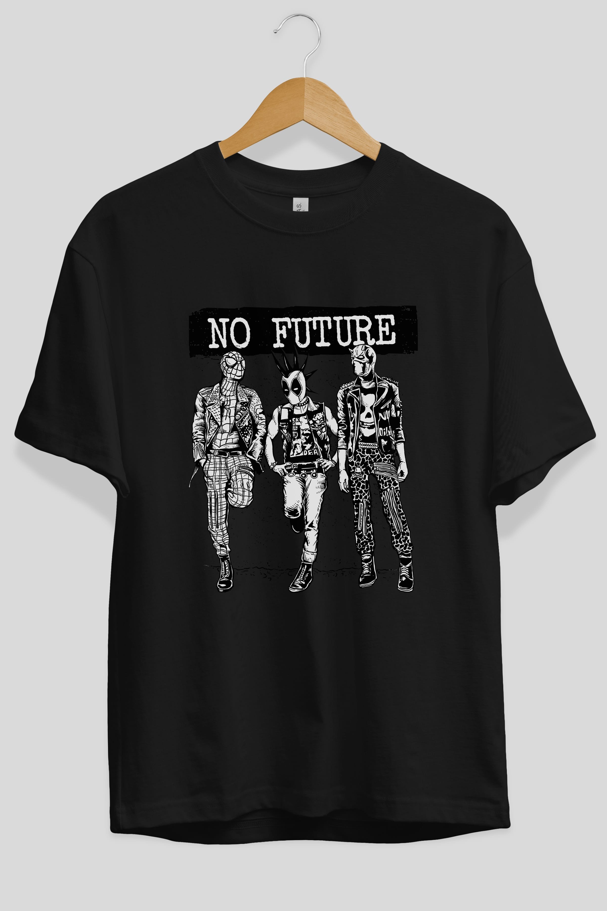 No Future Ön Baskılı Oversize t-shirt Erkek Kadın Unisex %100 Pamuk tişort