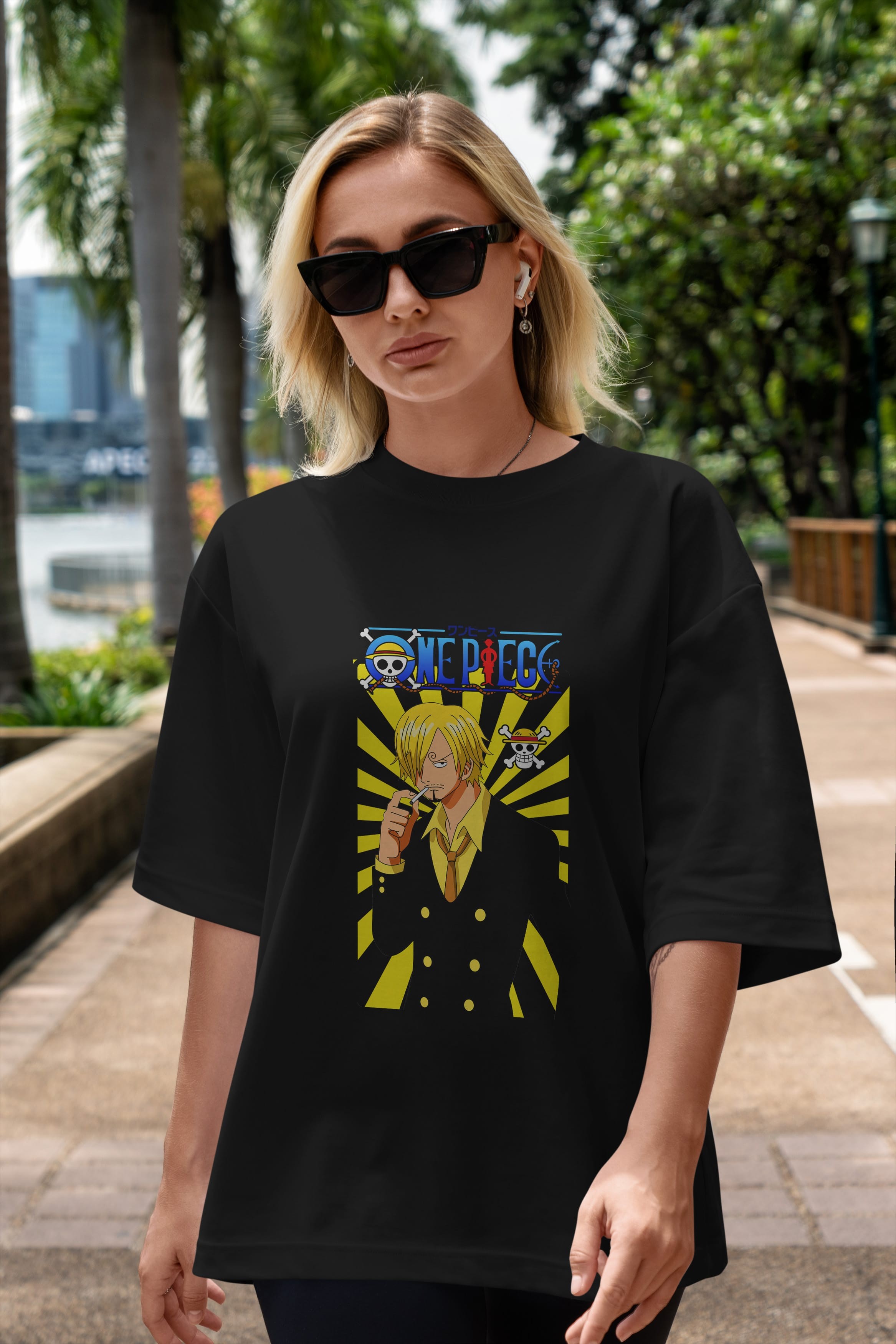 Sanji 4 Anime Ön Baskılı Oversize t-shirt Erkek Kadın Unisex