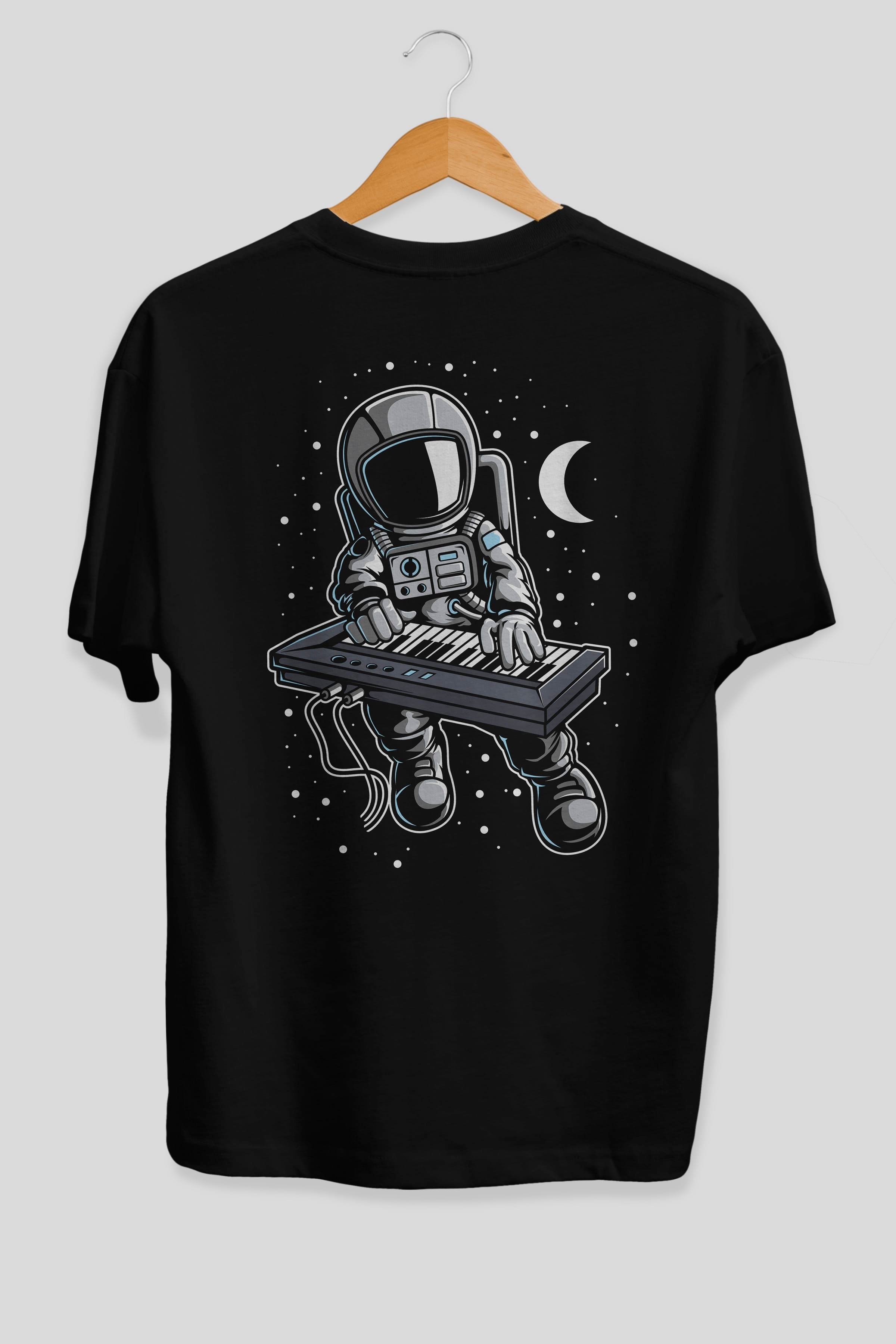 Astronaut Keyboard (2) Arka Baskılı Oversize t-shirt Erkek Kadın Unisex