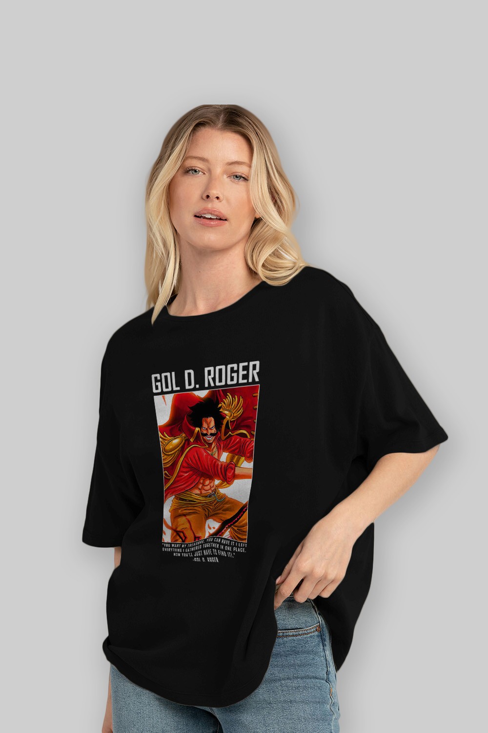 Gol D. Roger Anime Ön Baskılı Oversize t-shirt Erkek Kadın Unisex