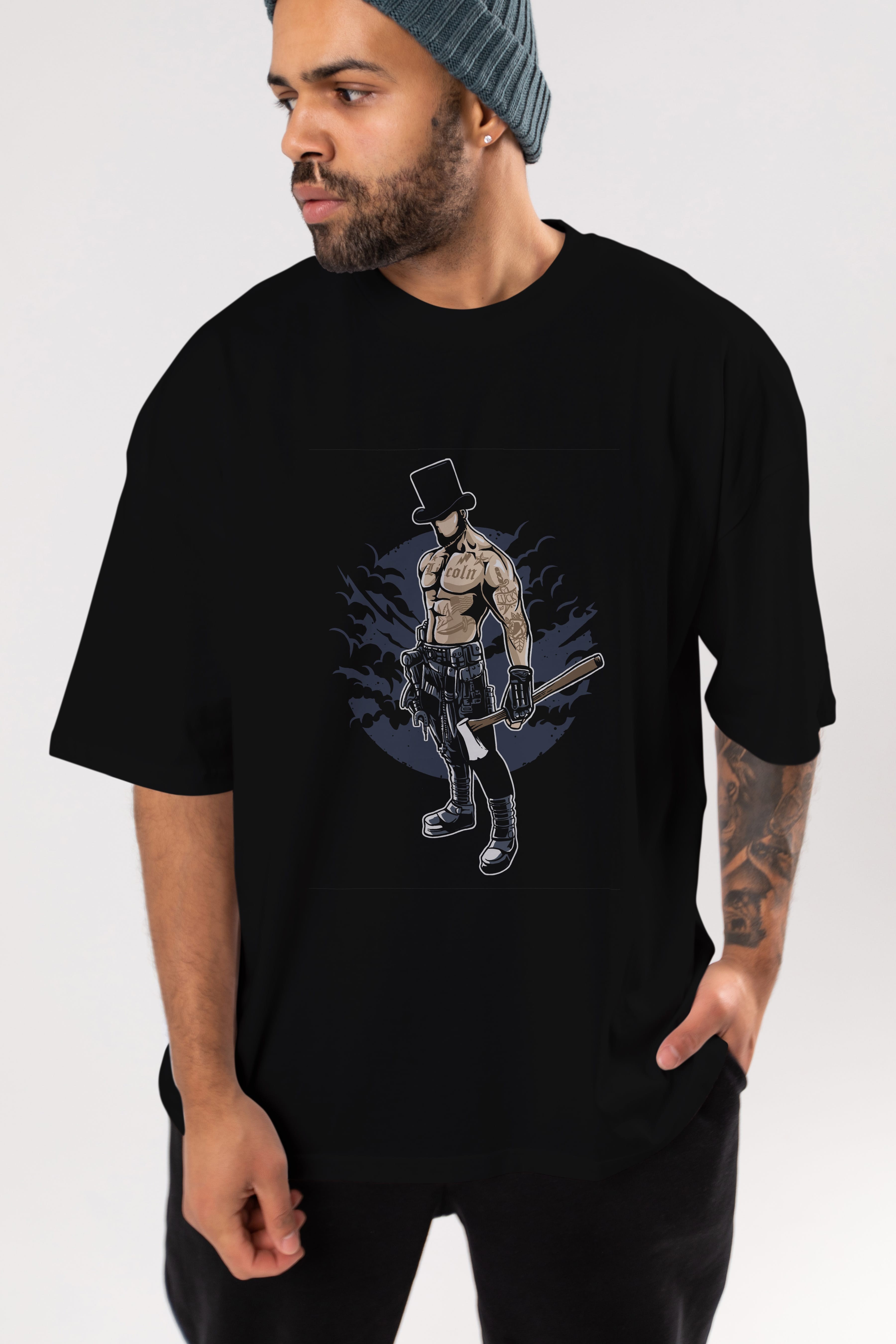Lincoln Ön Baskılı Oversize t-shirt Erkek Kadın Unisex %100 Pamuk tişort