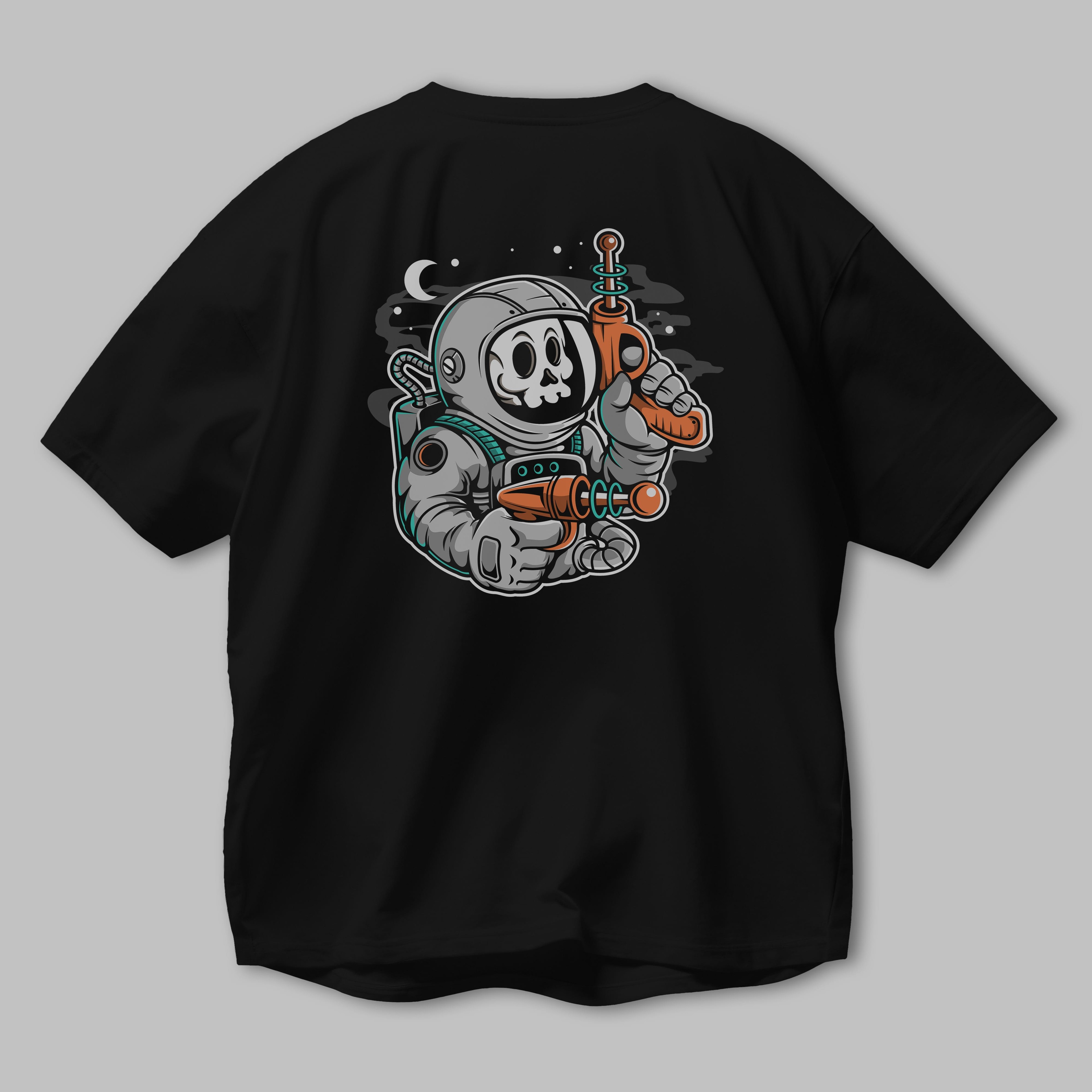 Astronaut Ray Gun Arka Baskılı Oversize t-shirt Erkek Kadın Unisex