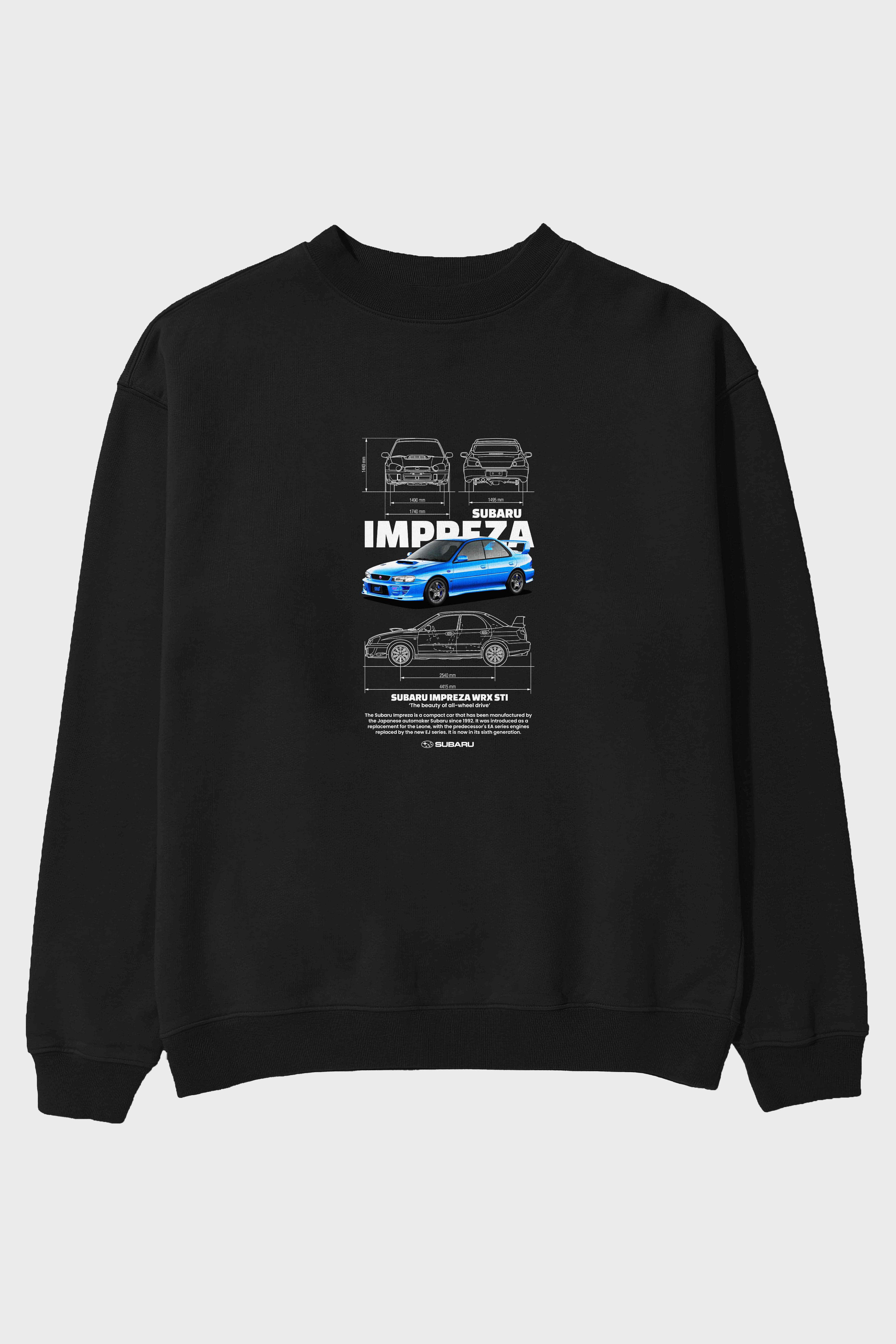 Subaru impreza wrx sti Ön Baskılı Anime Oversize Sweatshirt Erkek Kadın Unisex