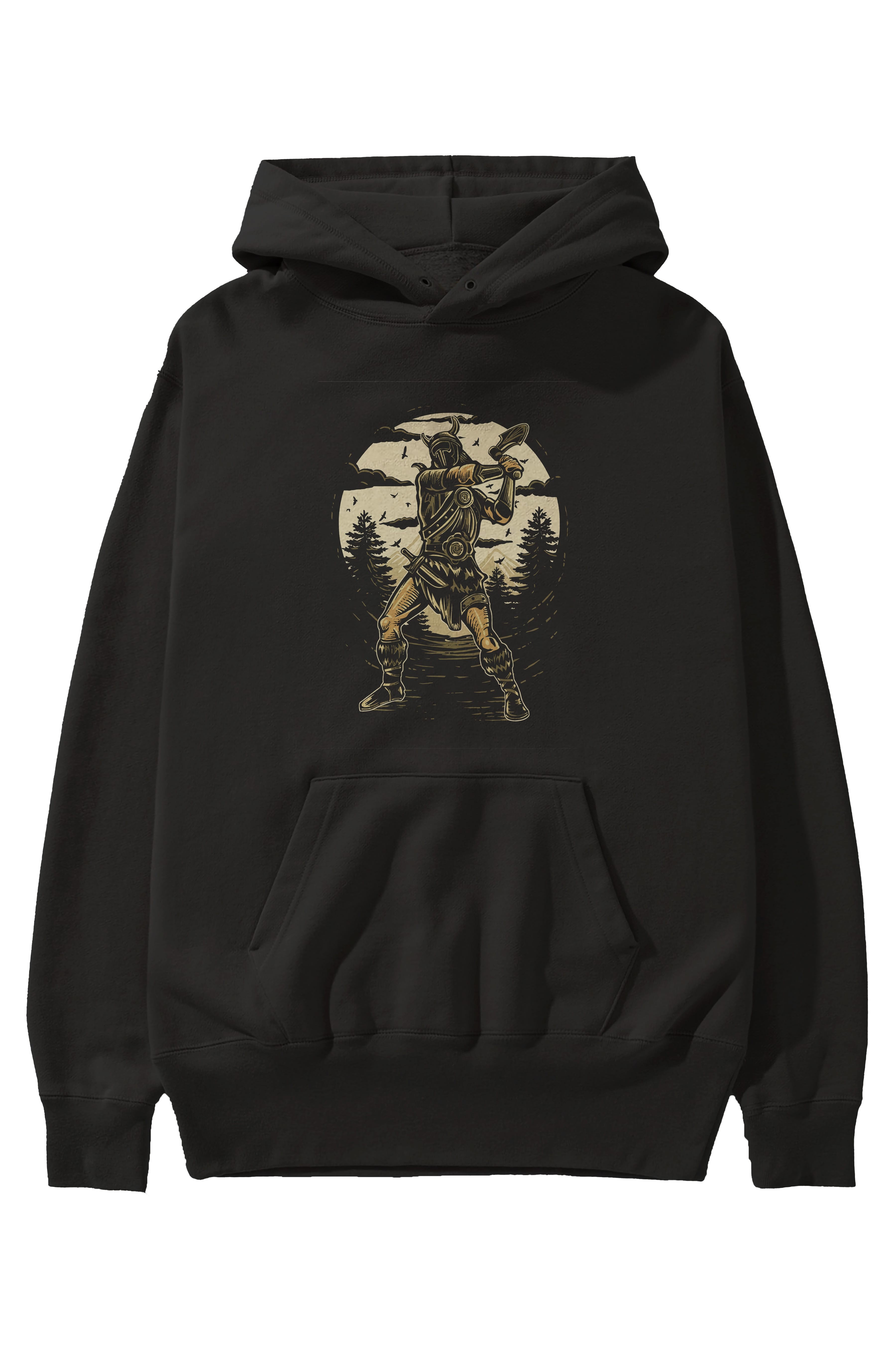 Viking Ön Baskılı Hoodie Oversize Kapüşonlu Sweatshirt Erkek Kadın Unisex