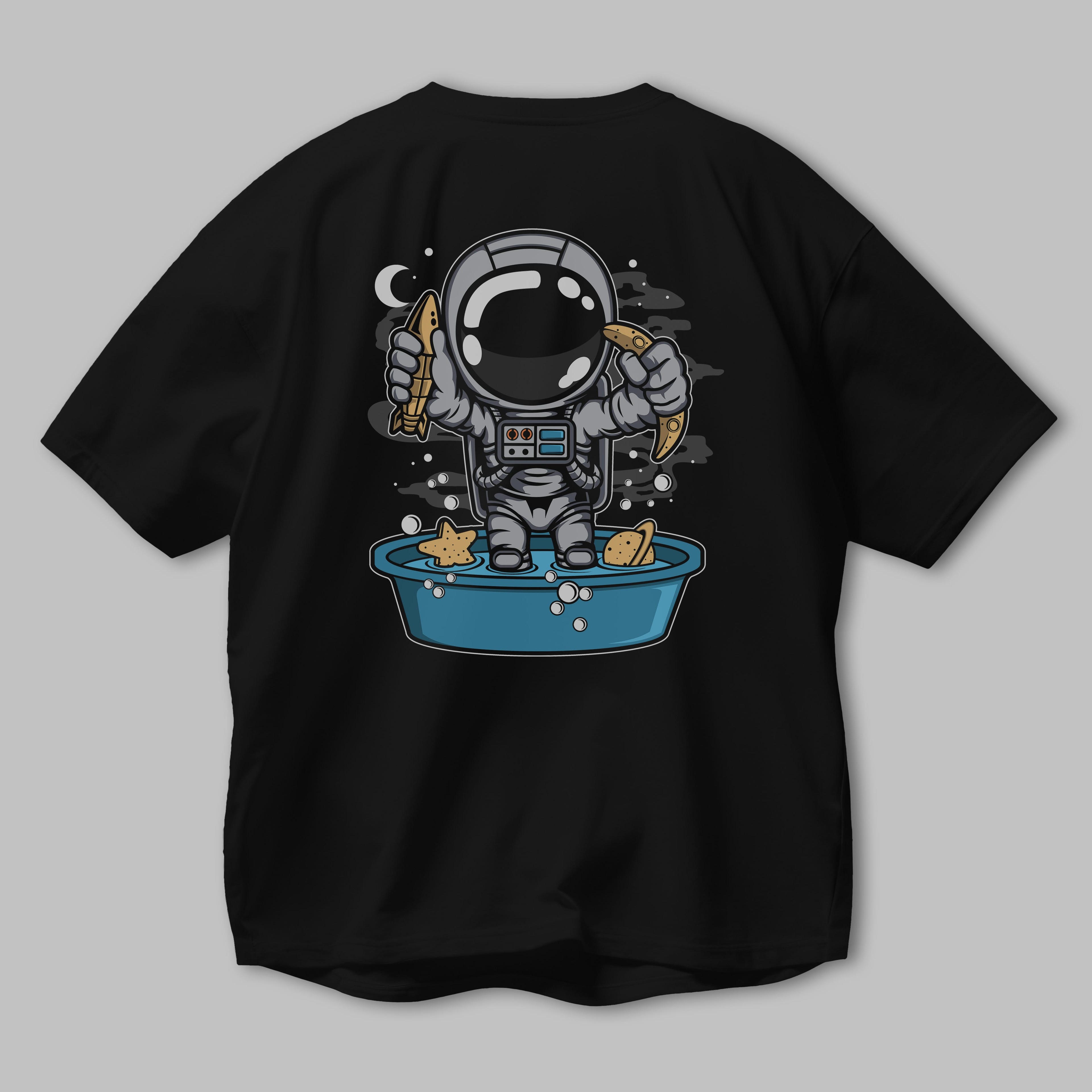 Astronaut Bath Tub Arka Baskılı Oversize t-shirt Erkek Kadın Unisex