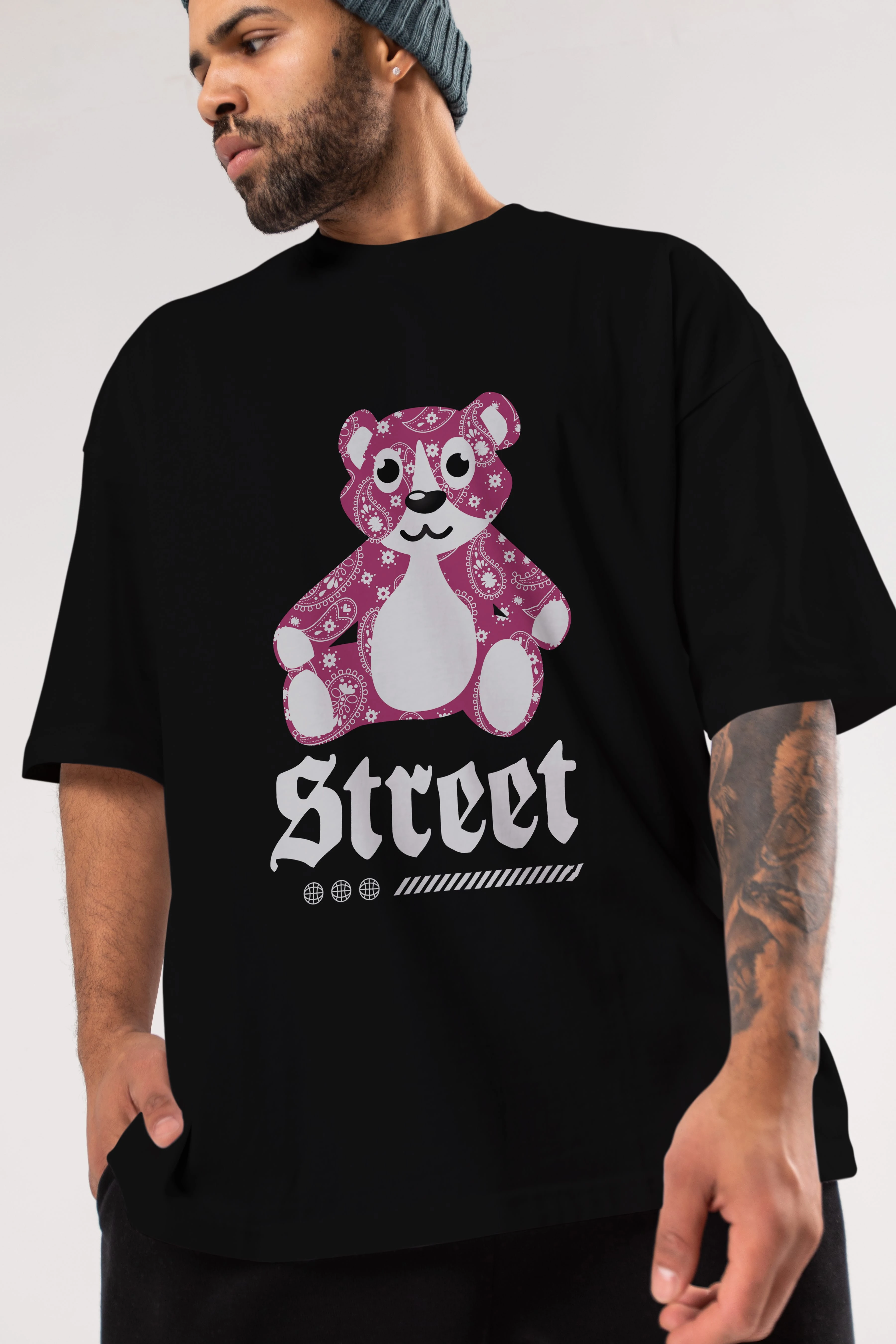 Street Bear Ön Baskılı Oversize t-shirt Erkek Kadın Unisex