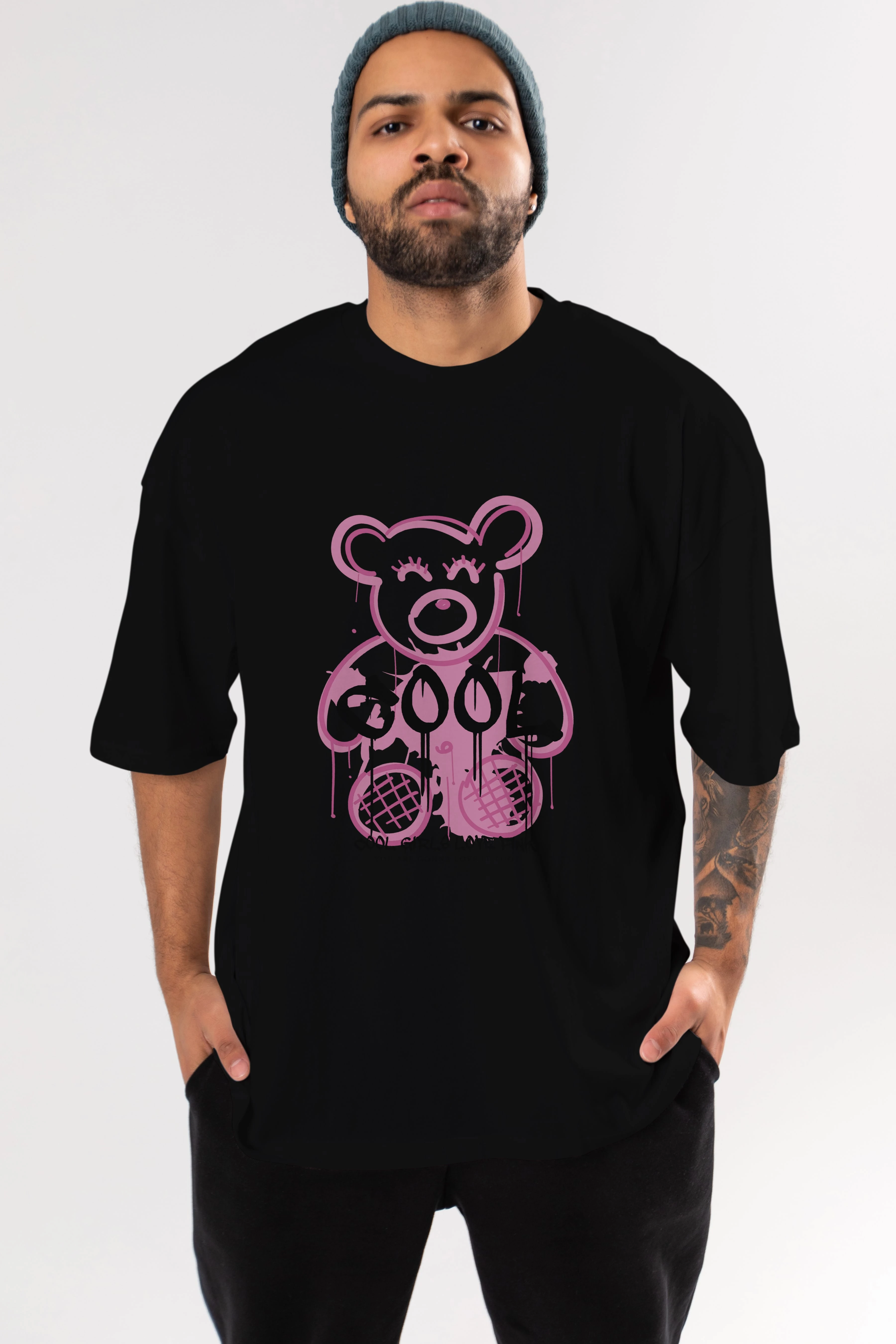 Cool Bear Ön Baskılı Oversize t-shirt Erkek Kadın Unisex