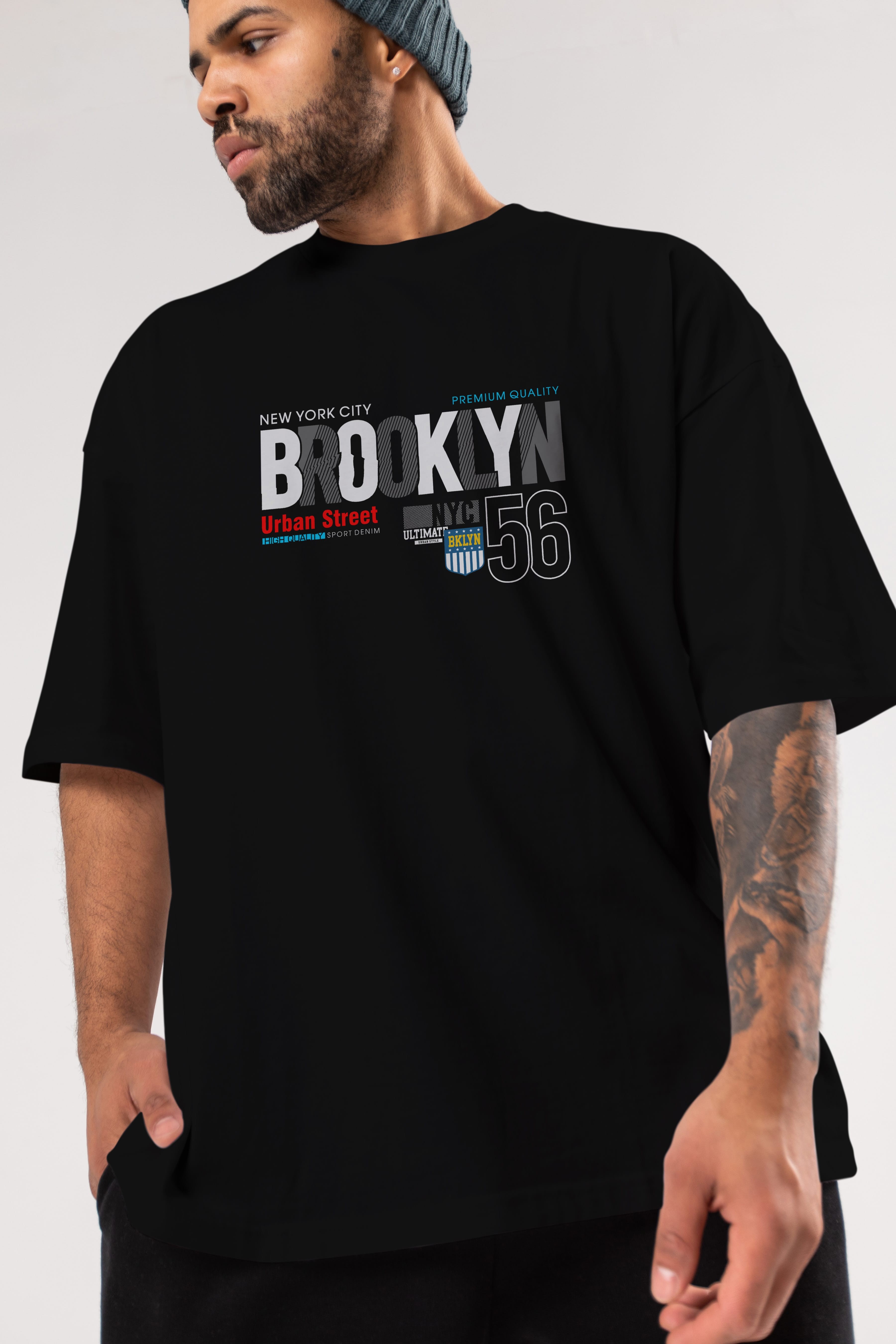 Brooklyn 56 Ön Baskılı Oversize t-shirt Erkek Kadın Unisex
