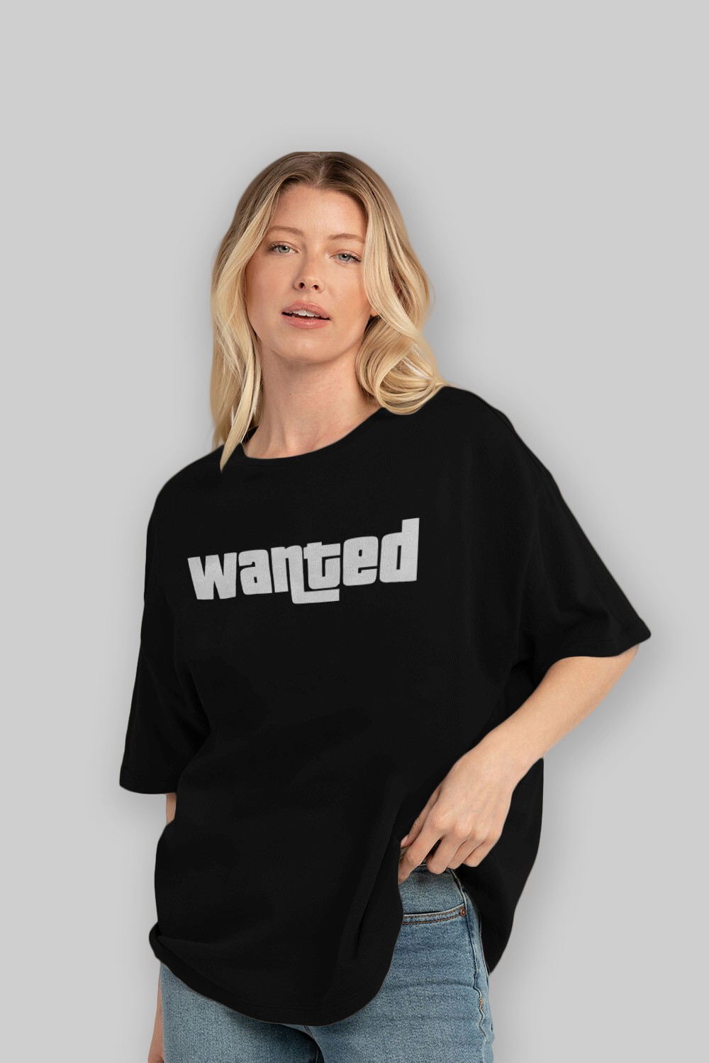 Wanted Ön Baskılı Oversize t-shirt %100 pamuk Erkek Kadın Unisex