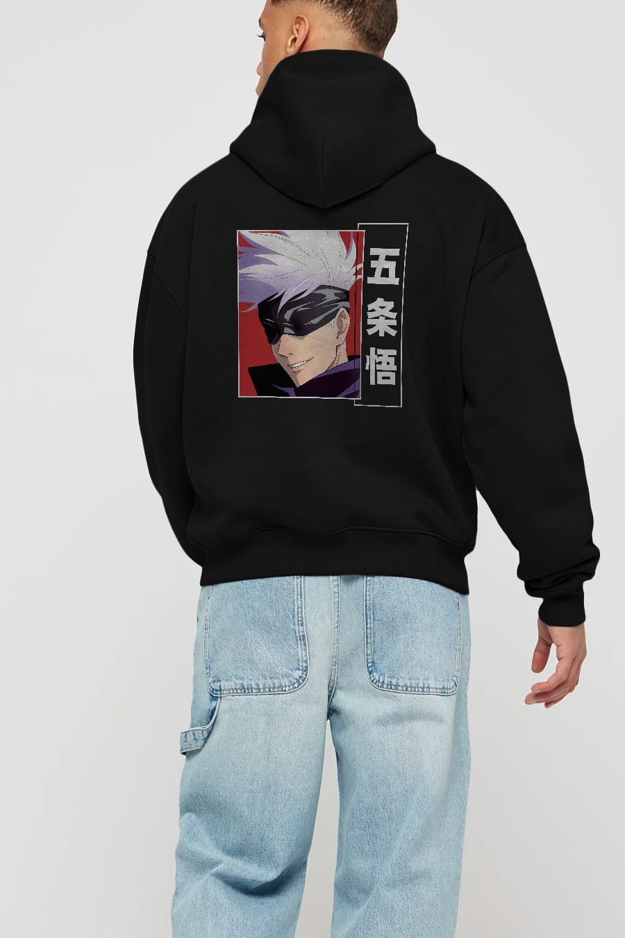SATORU GOJO Anime Arka Baskılı Hoodie Oversize Kapüşonlu Sweatshirt Erkek Kadın Unisex
