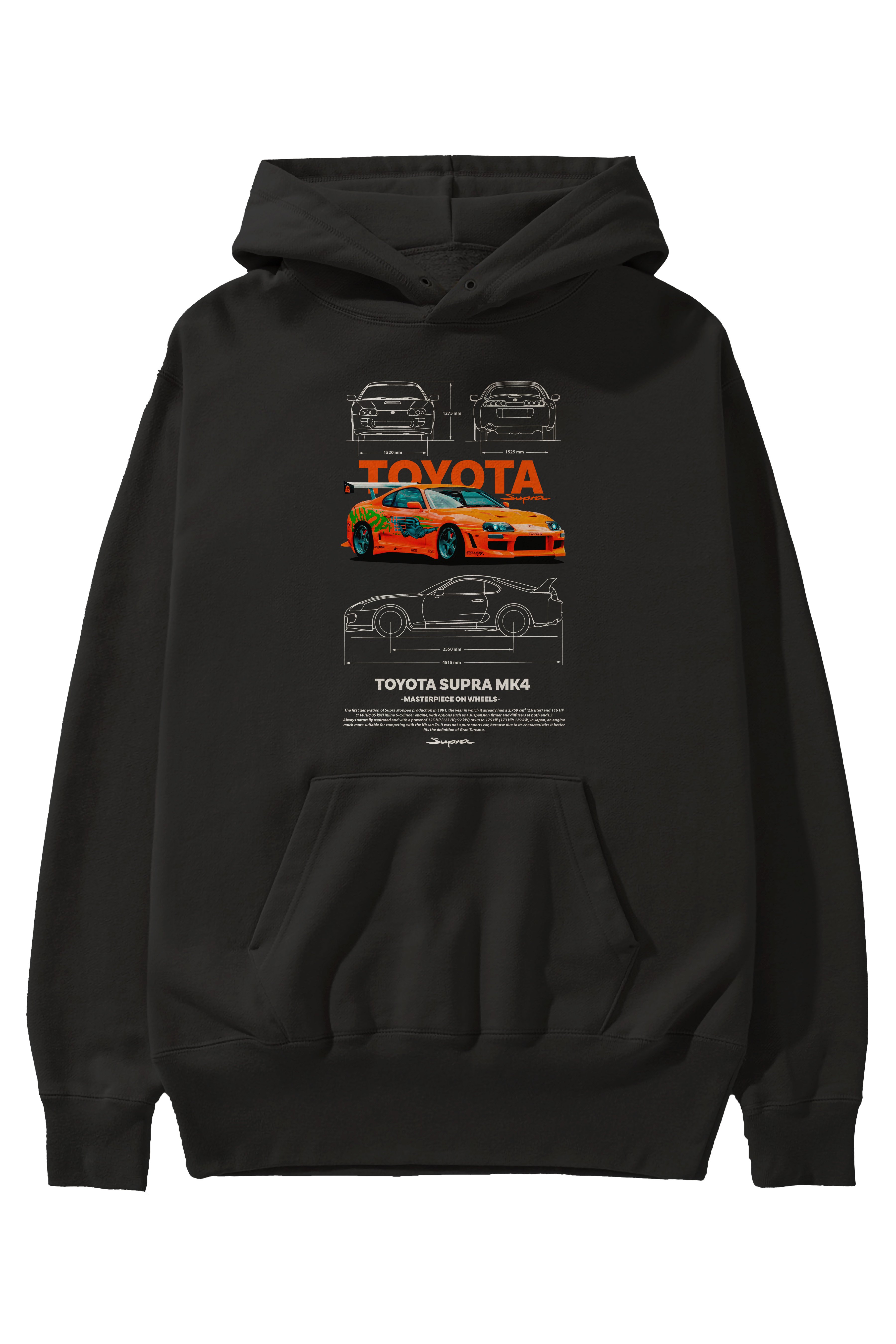 Toyota SUPRA MK4 3 Ön Baskılı Hoodie Oversize Kapüşonlu Sweatshirt Erkek Kadın Unisex