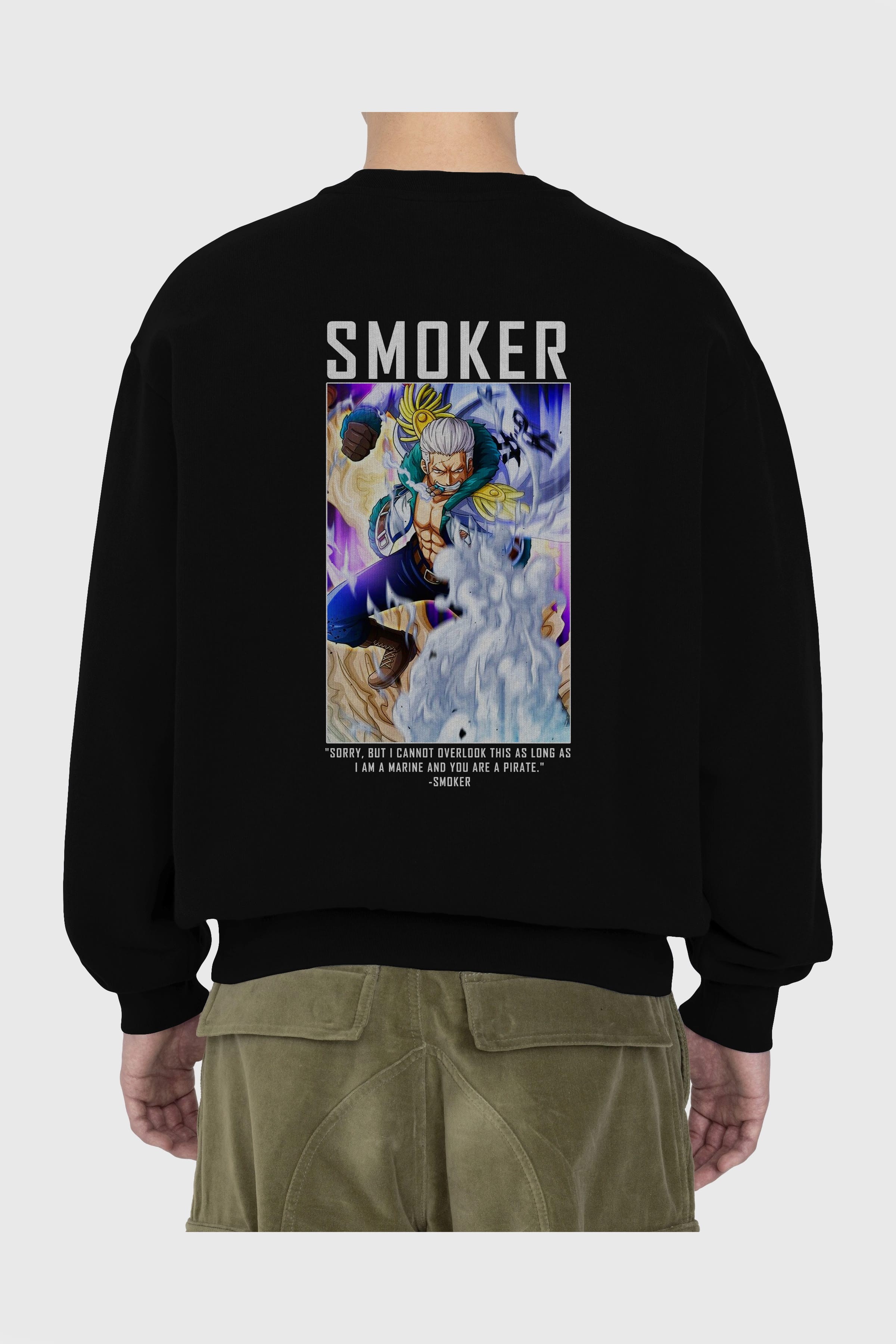 Smoker Arka Baskılı Anime Oversize Sweatshirt Erkek Kadın Unisex