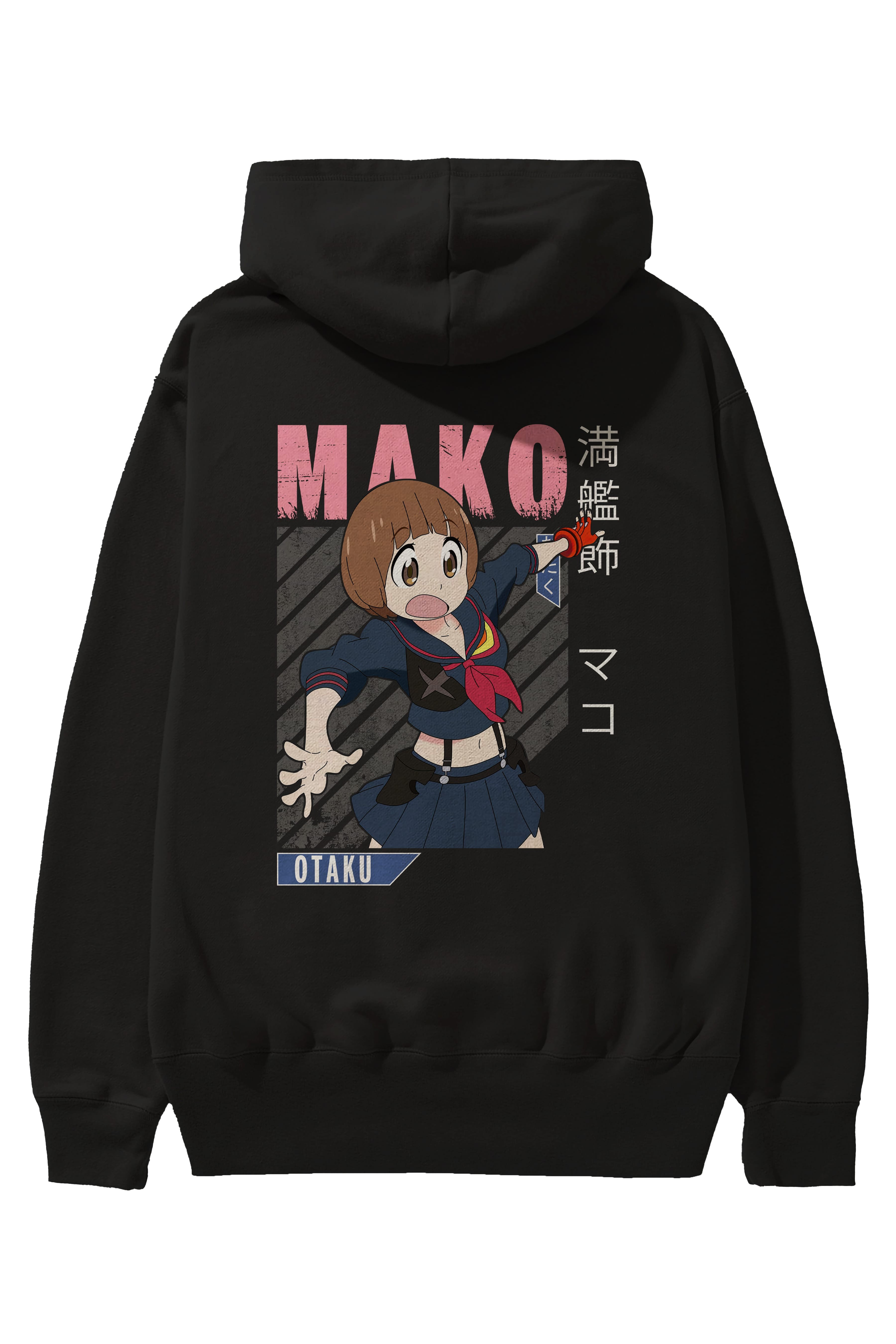 Mako Mankanshoku 2 Anime Arka Baskılı Hoodie Oversize Kapüşonlu Sweatshirt Erkek Kadın Unisex