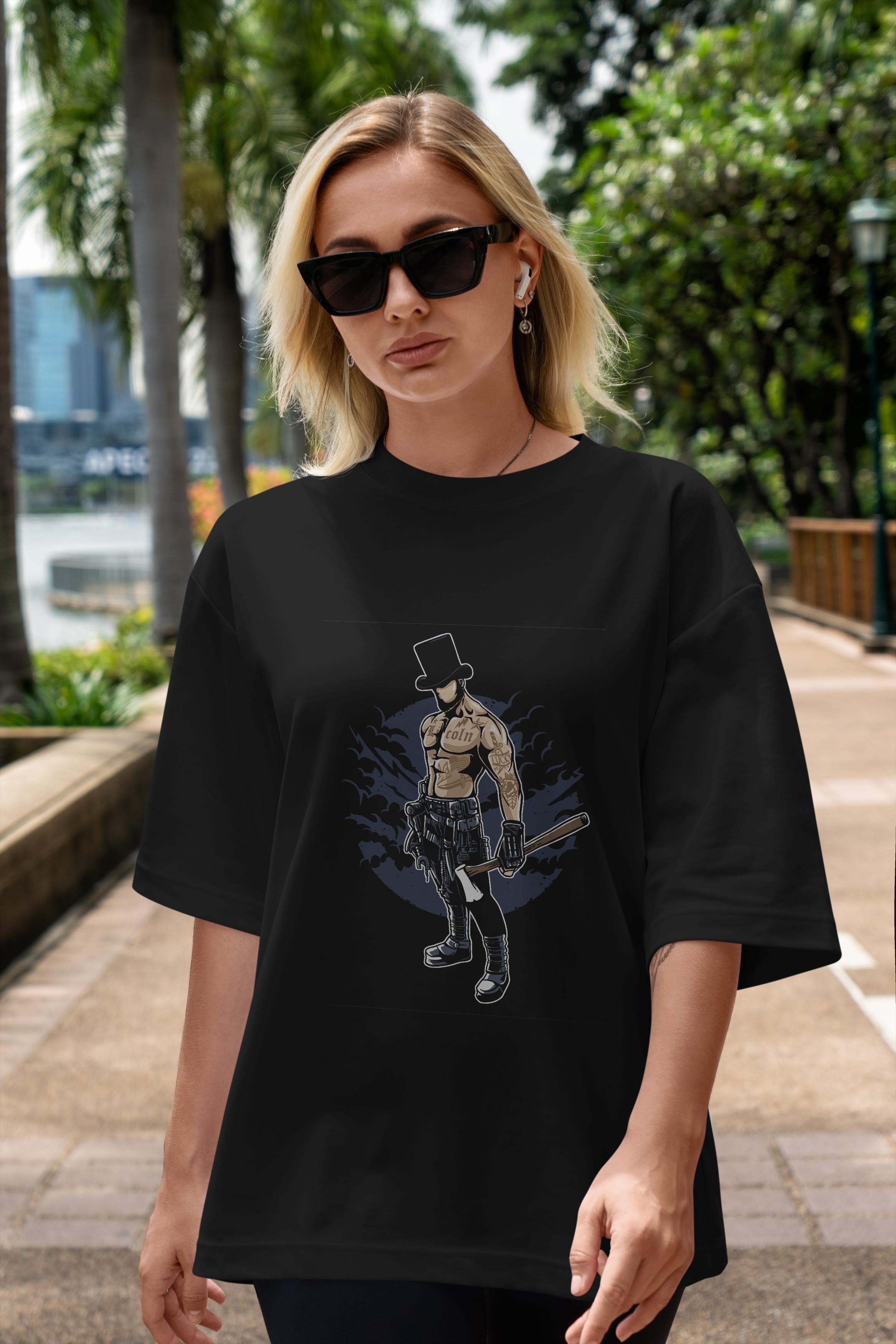 Lincoln Ön Baskılı Oversize t-shirt Erkek Kadın Unisex %100 Pamuk tişort