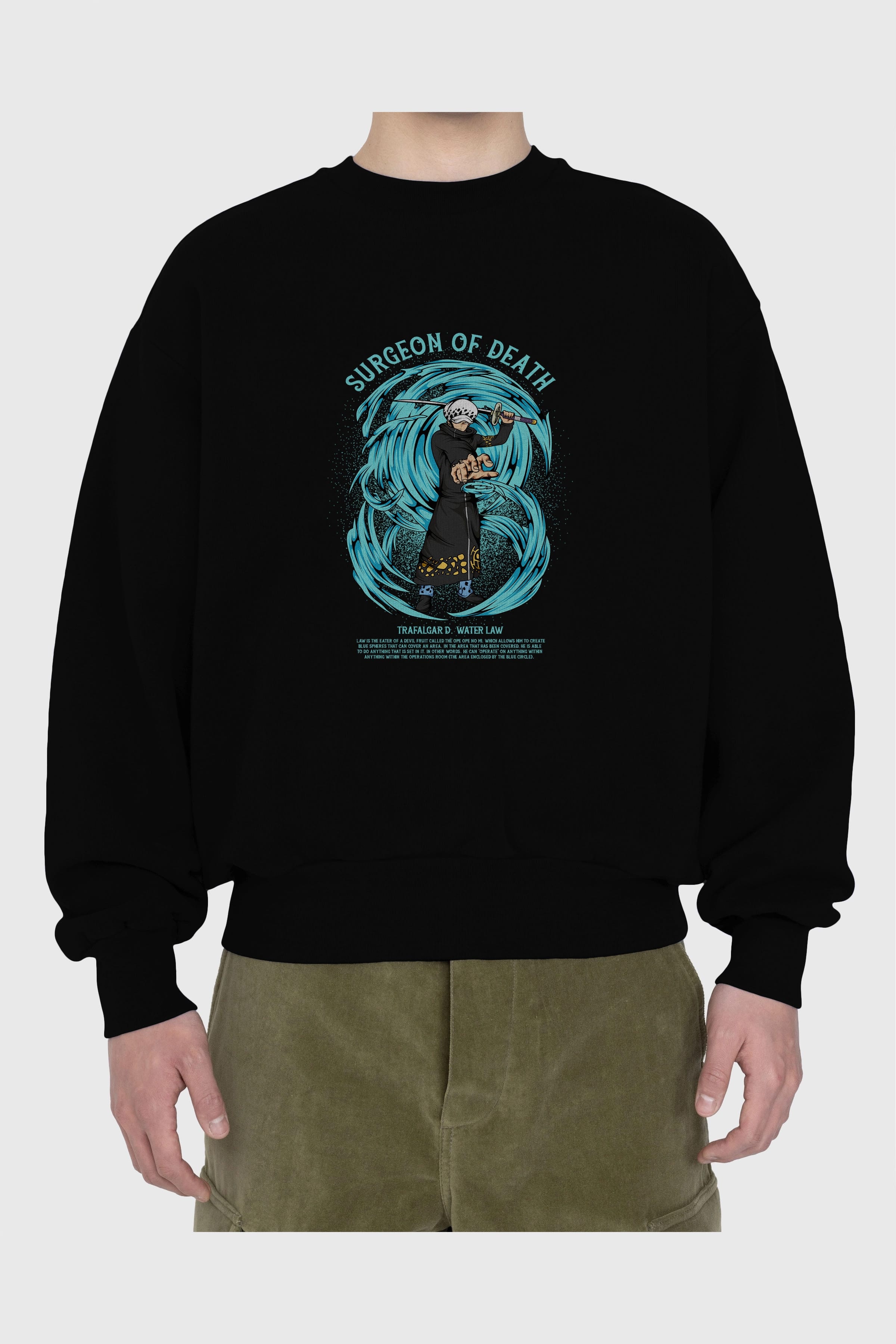 Trafalgad D. Water Law Anime Ön Baskılı Oversize Sweatshirt Erkek Kadın Unisex