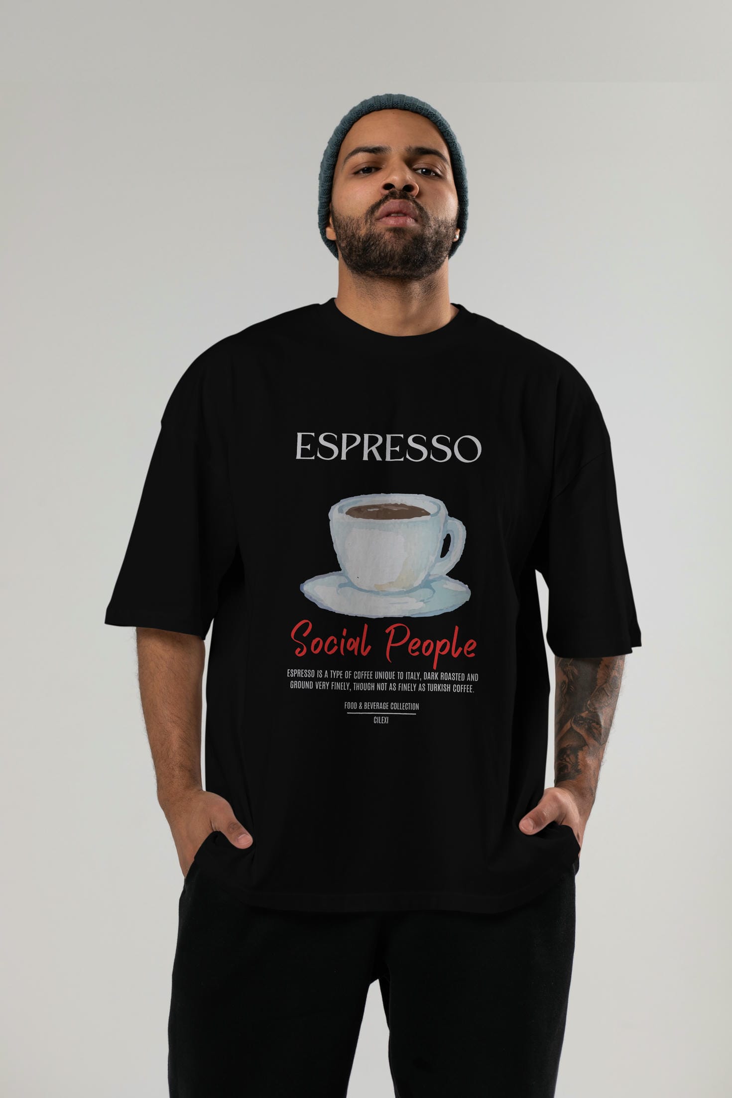 Espresso Kokteyl Serisi ön Baskılı Oversize t-shirt Erkek Kadın %100 Pamuk Bisiklet Yaka tişort