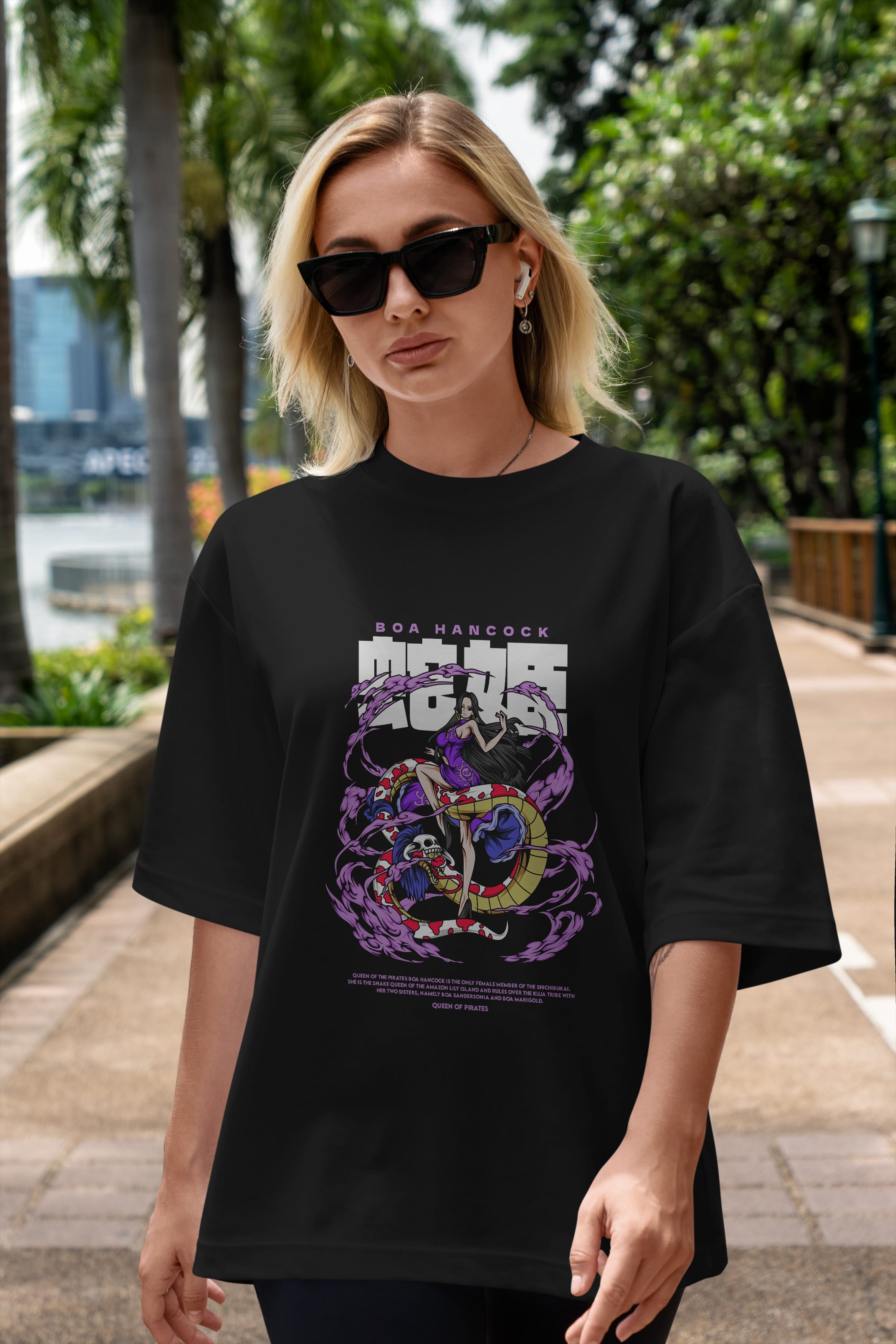 Boa Hancock Anime Ön Baskılı Oversize t-shirt %100 pamuk Erkek Kadın Unisex