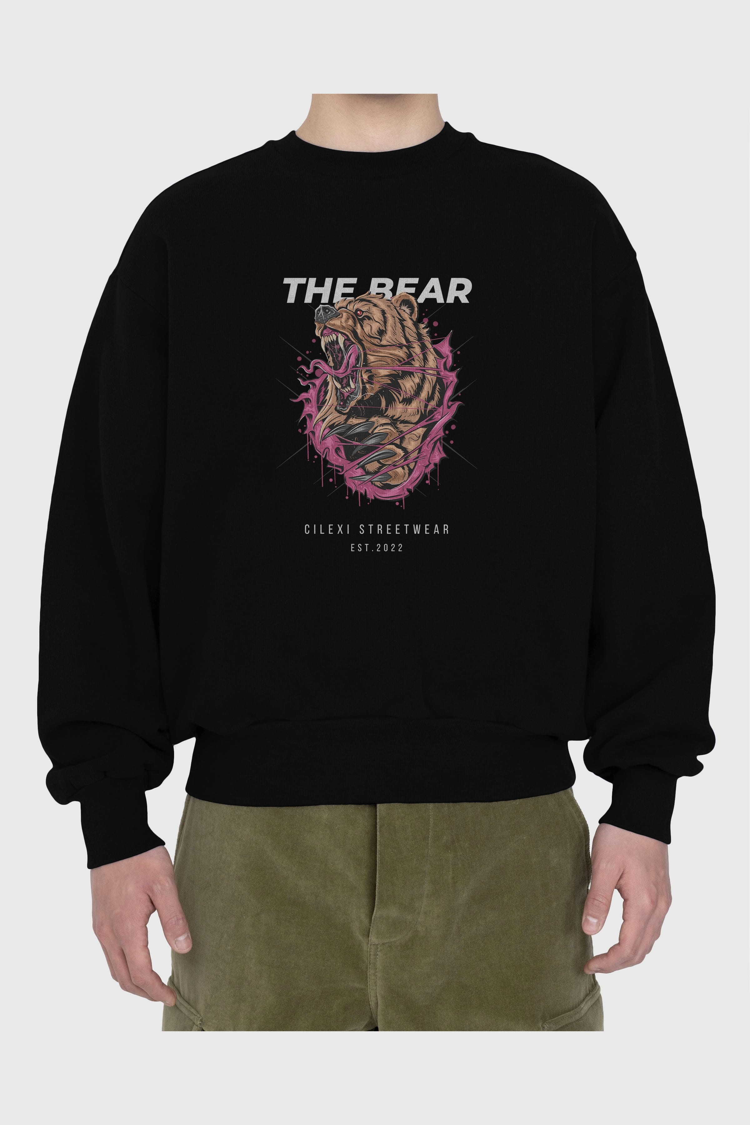 The Bear Ön Baskılı Oversize Sweatshirt Erkek Kadın Unisex
