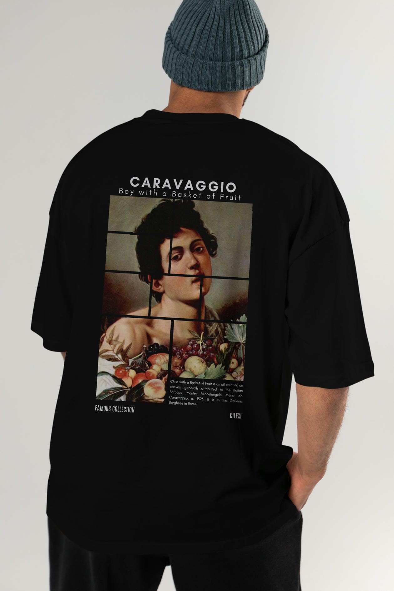 Caravaggio Boy Arka Baskılı Oversize t-shirt Erkek Kadın Bisiklet Yaka Pamuk tişort