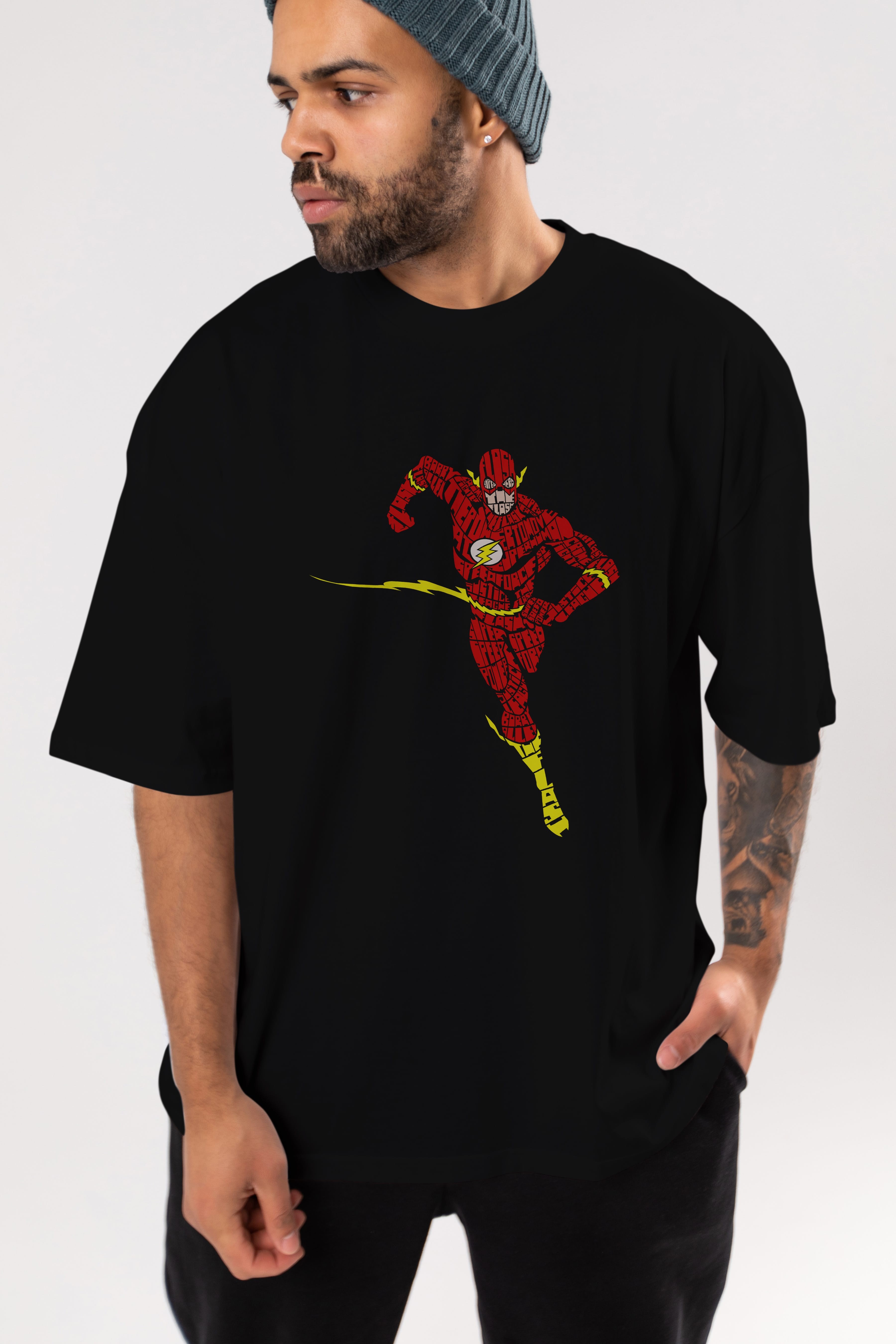 The Flash Ön Baskılı Oversize t-shirt %100 pamuk Erkek Kadın Unisex