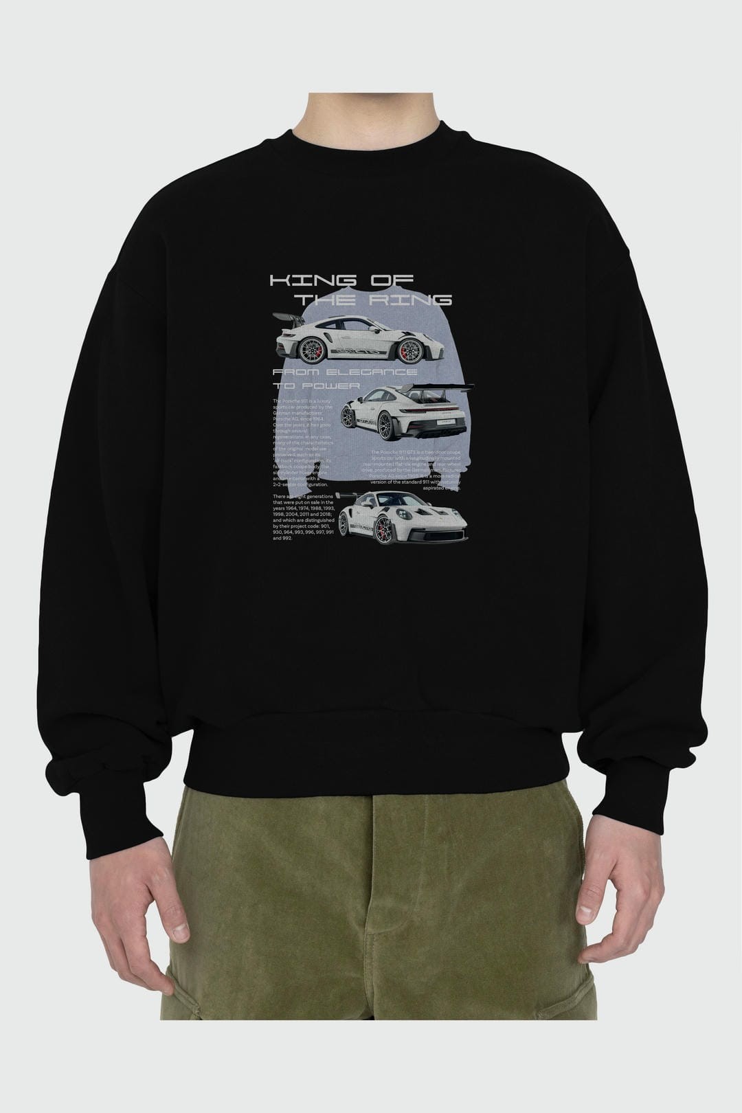 PORSCHE 911 KING Ön Baskılı Anime Oversize Sweatshirt Erkek Kadın Unisex