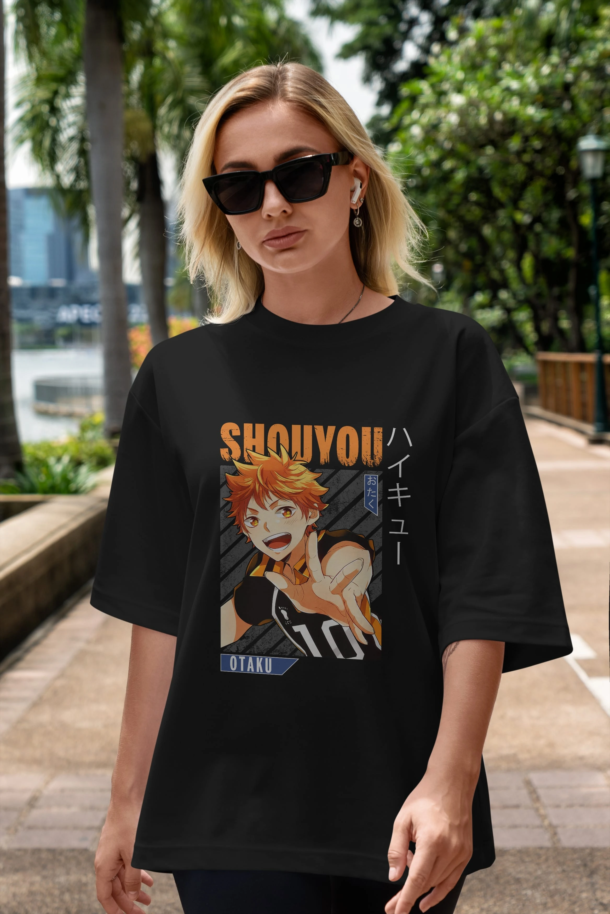Shouyou Hinata 9 Anime Ön Baskılı Oversize t-shirt %100 pamuk Erkek Kadın Unisex