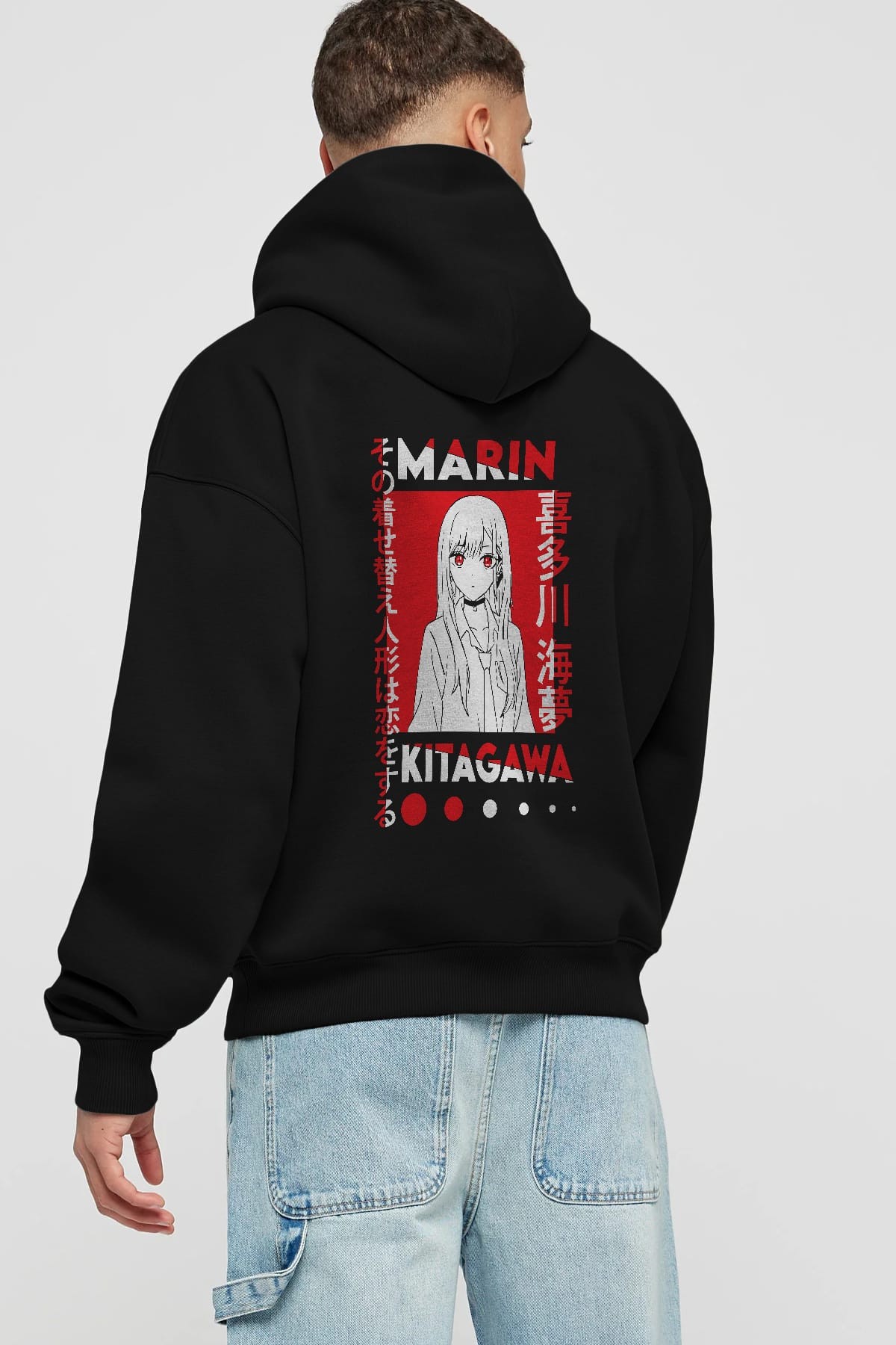 MARIN KITAGAWA Anime Arka Baskılı Hoodie Oversize Kapüşonlu Sweatshirt Erkek Kadın Unisex