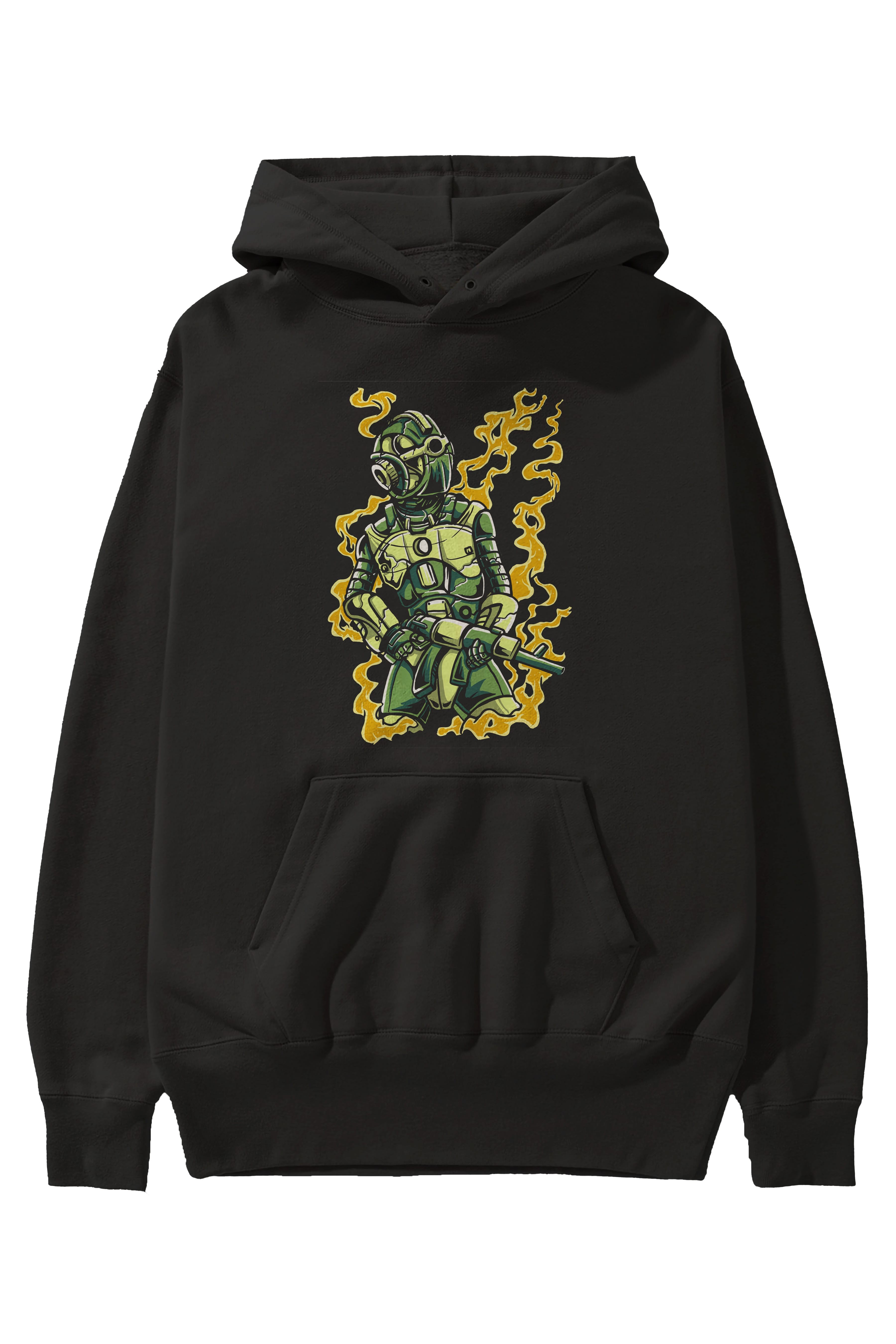 Robot Soldier Ön Baskılı Hoodie Oversize Kapüşonlu Sweatshirt Erkek Kadın Unisex