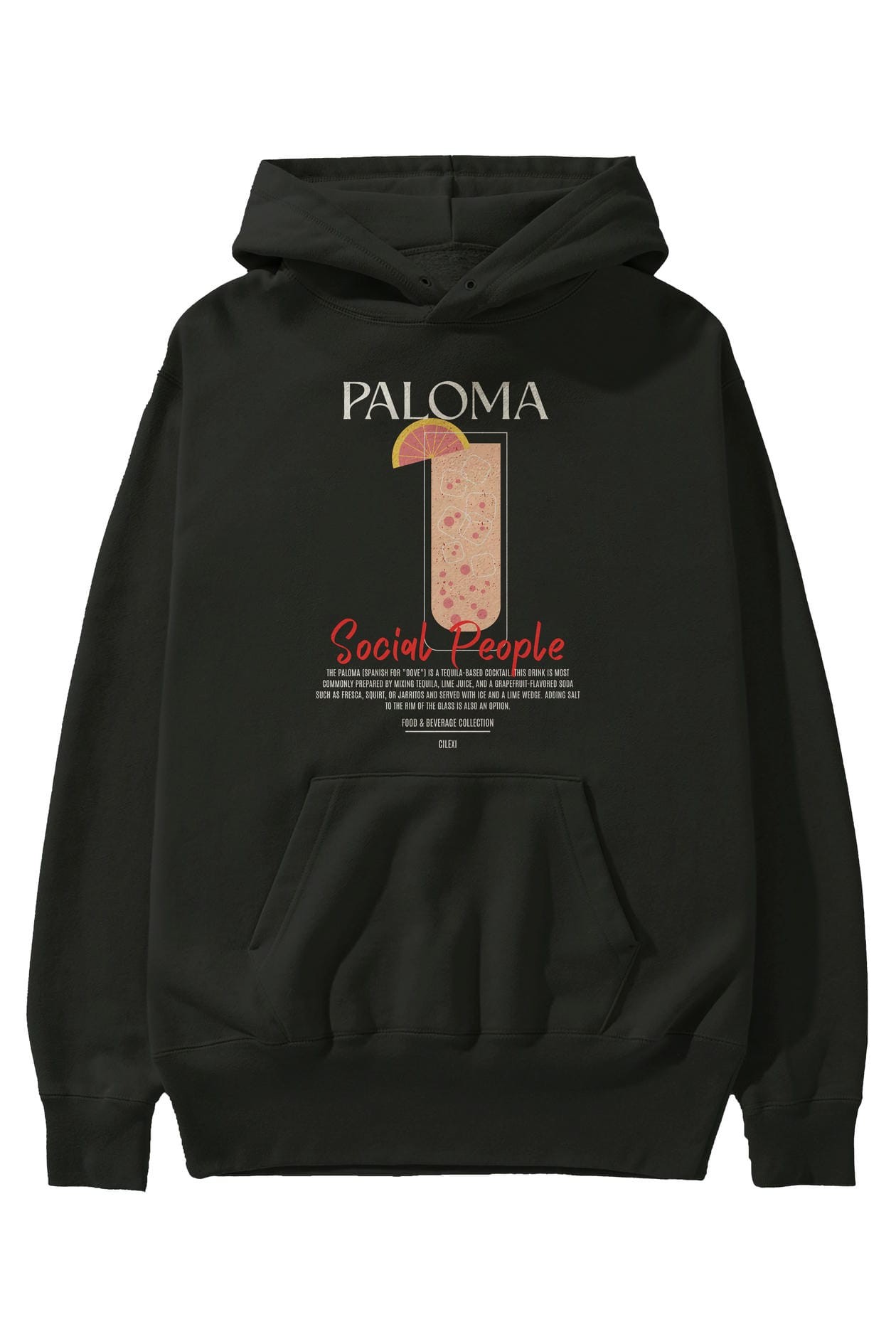 Paloma Kokteyl Ön Baskılı Hoodie Oversize Kapüşonlu Sweatshirt Erkek Kadın