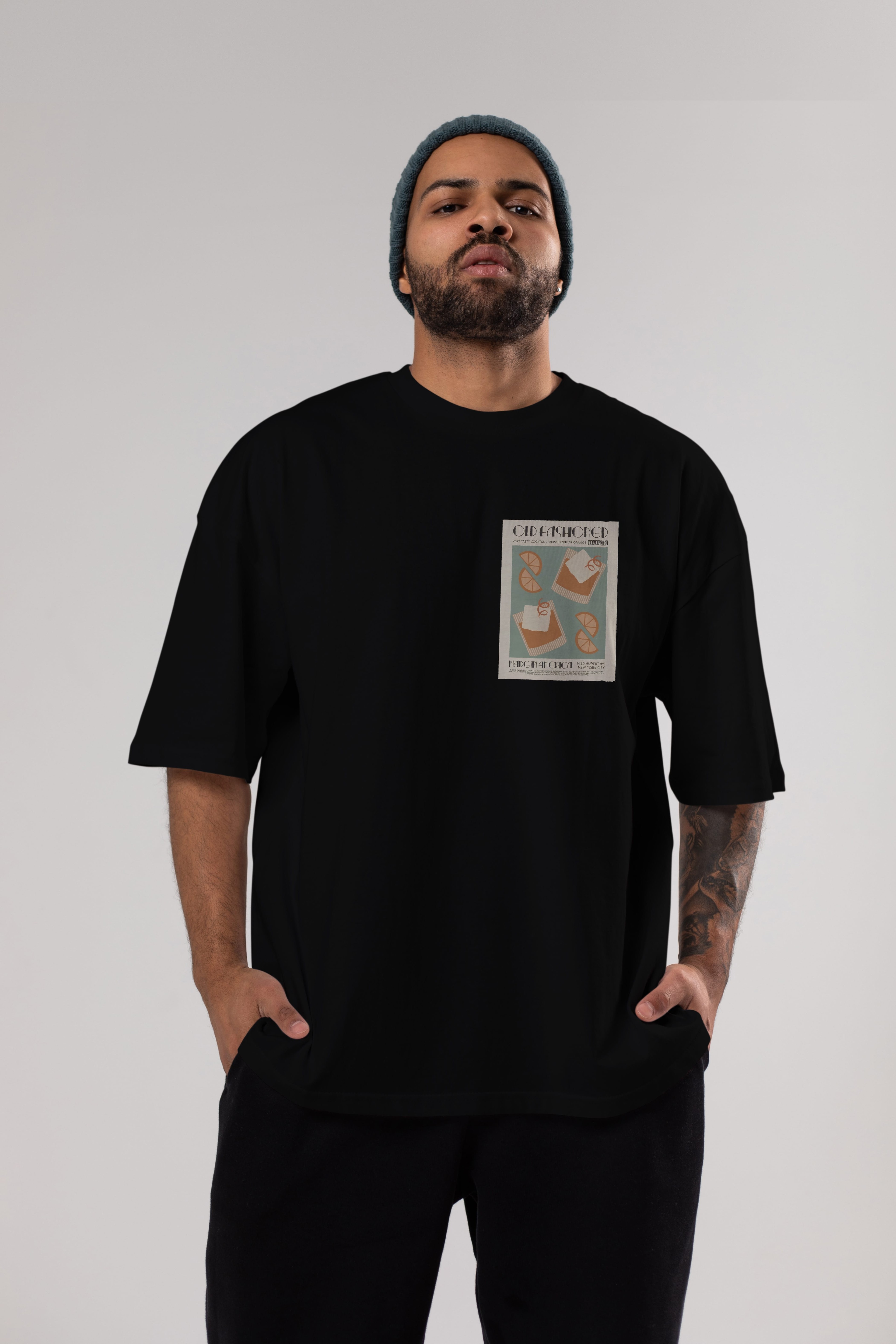 Old Fashioned 2 Ön Sol Baskılı Oversize t-shirt Erkek Kadın Unisex %100 Pamuk Bisiklet Yaka tişort